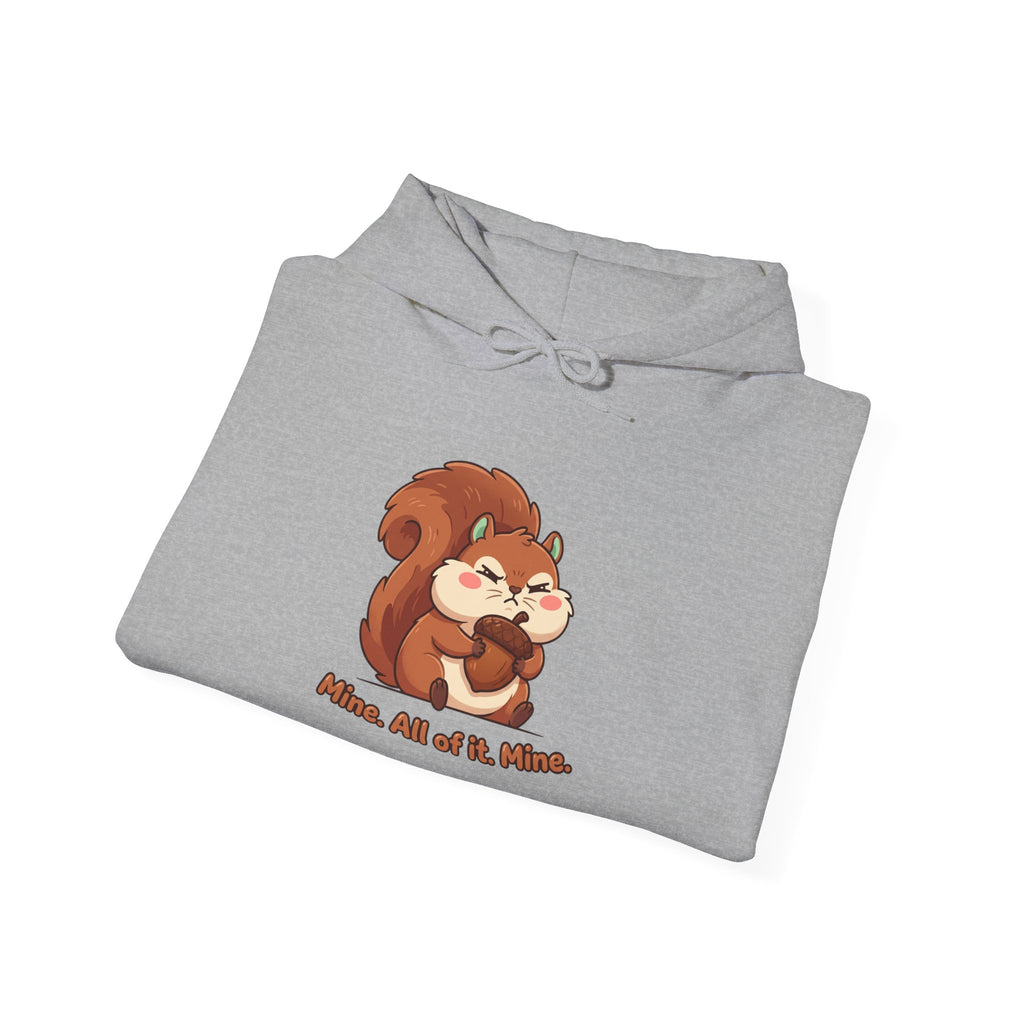 Squirrel Hug Hoodie — Cute Cartoon Squirrel "Nuts, All of It, Please" Pullover