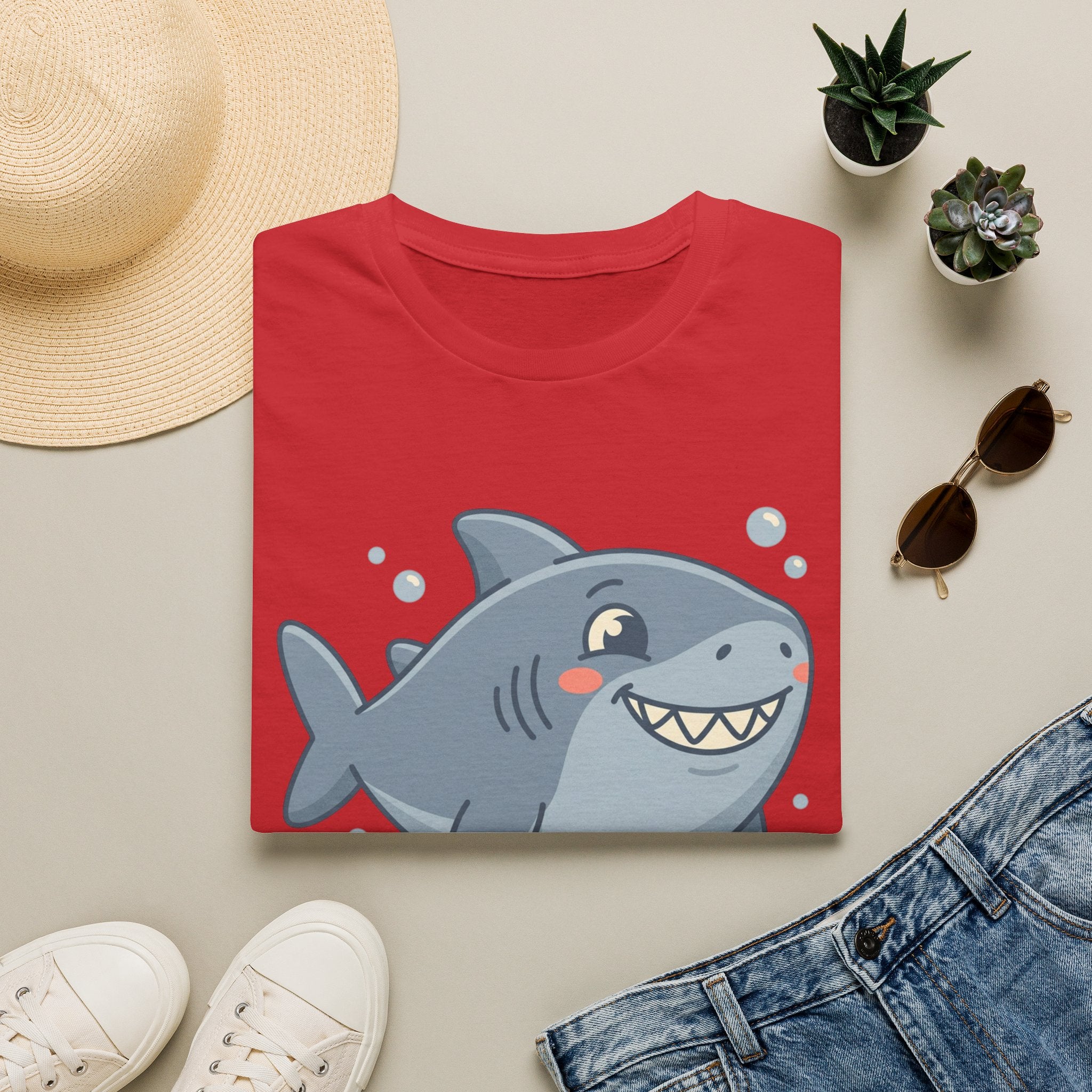 Cute Smiling Shark T-Shirt — Playful Cartoon Ocean Tee