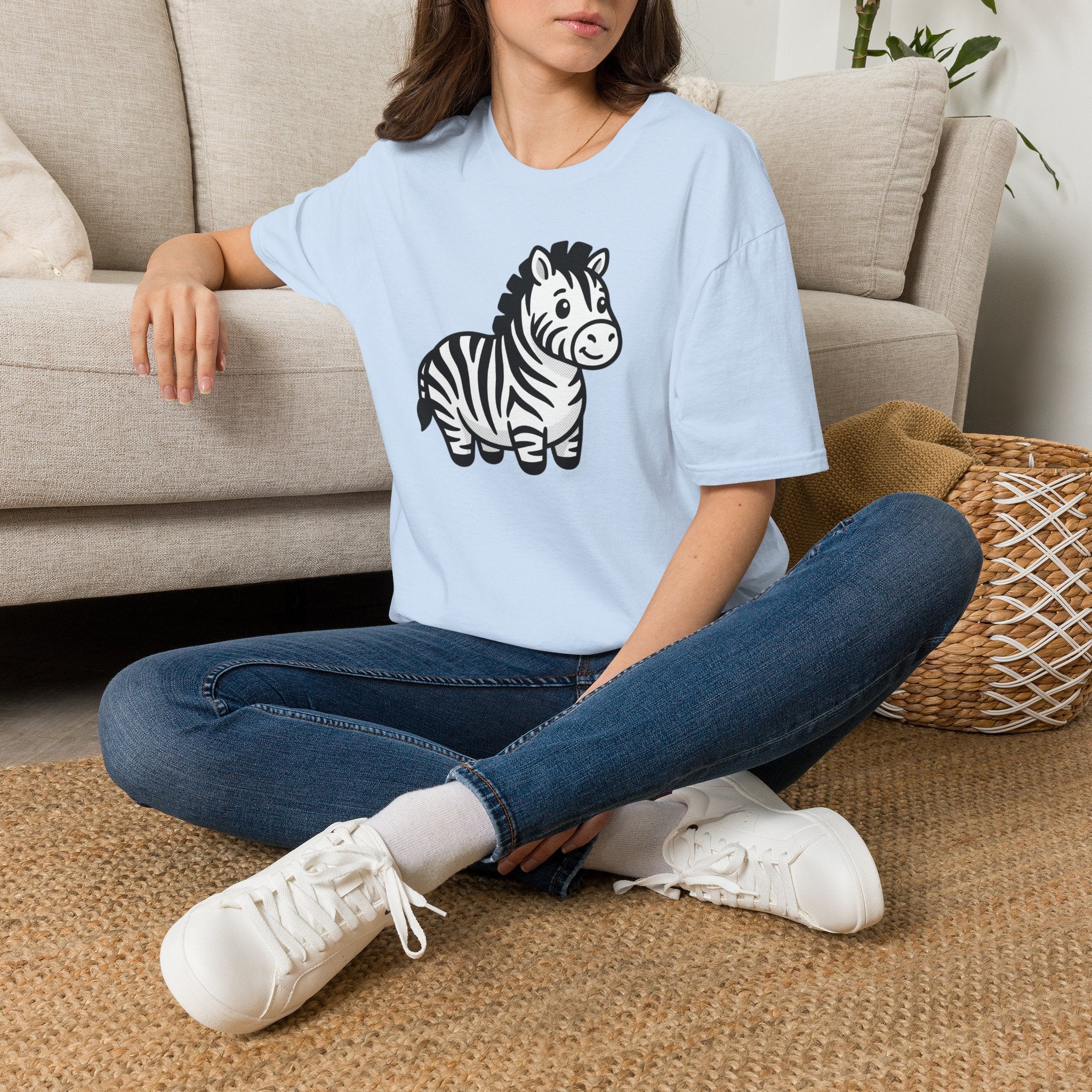 Zebra Cute Cartoon T-Shirt — Adorable Playful Animal Tee for Kids & Animal Lovers
