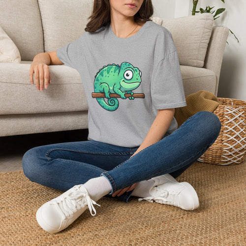 Charming Chameleon Tee — Cute Green Cartoon Lizard T-Shirt