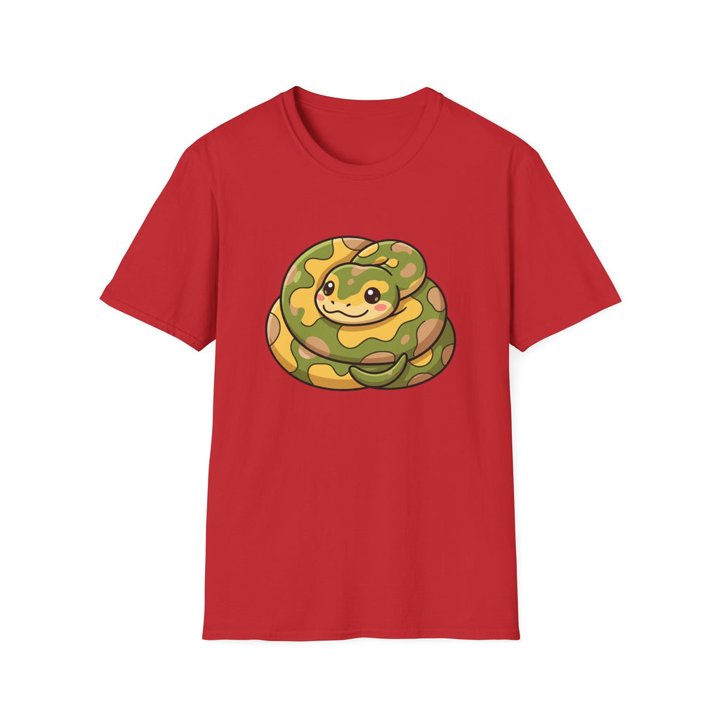 Cute Camouflage Ball Python T‑Shirt — Cartoon Snake Graphic Tee