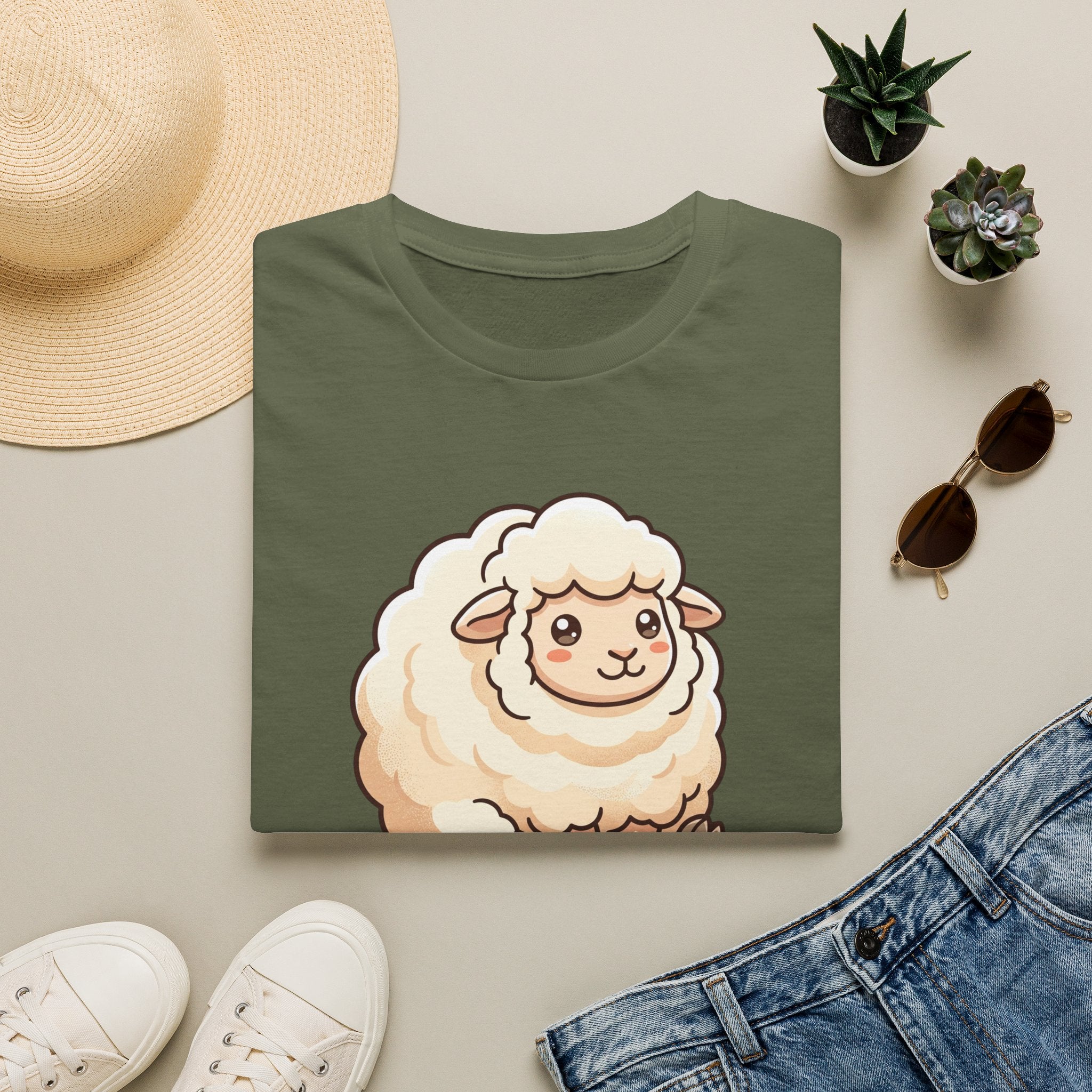 Cute Fluffy Sheep T-Shirt — Adorable Cartoon Lamb Tee