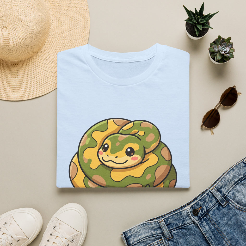 Cute Camouflage Ball Python T‑Shirt — Cartoon Snake Graphic Tee