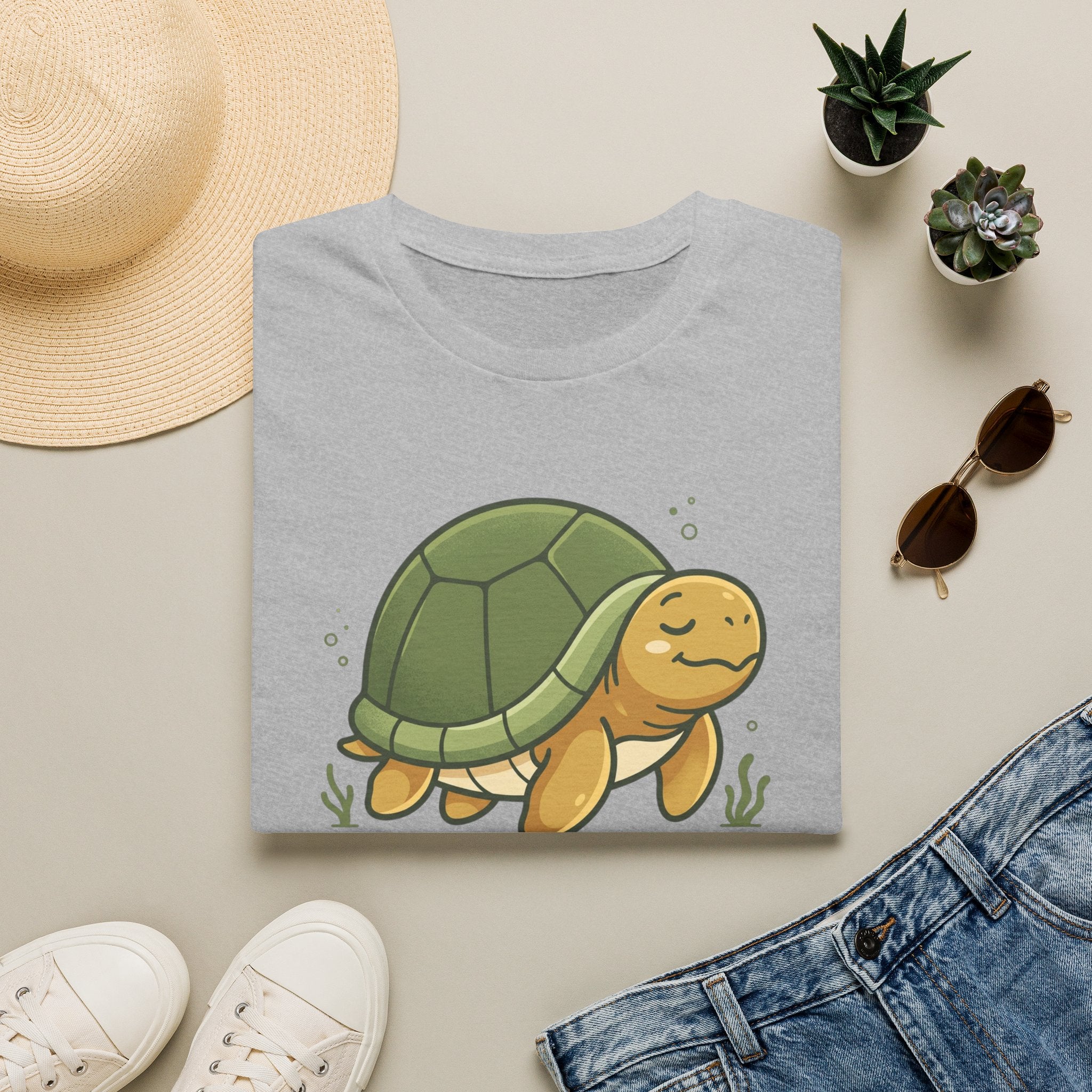 Cute Cartoon Turtle T-Shirt — Relaxed Sea Turtle Graphic Tee