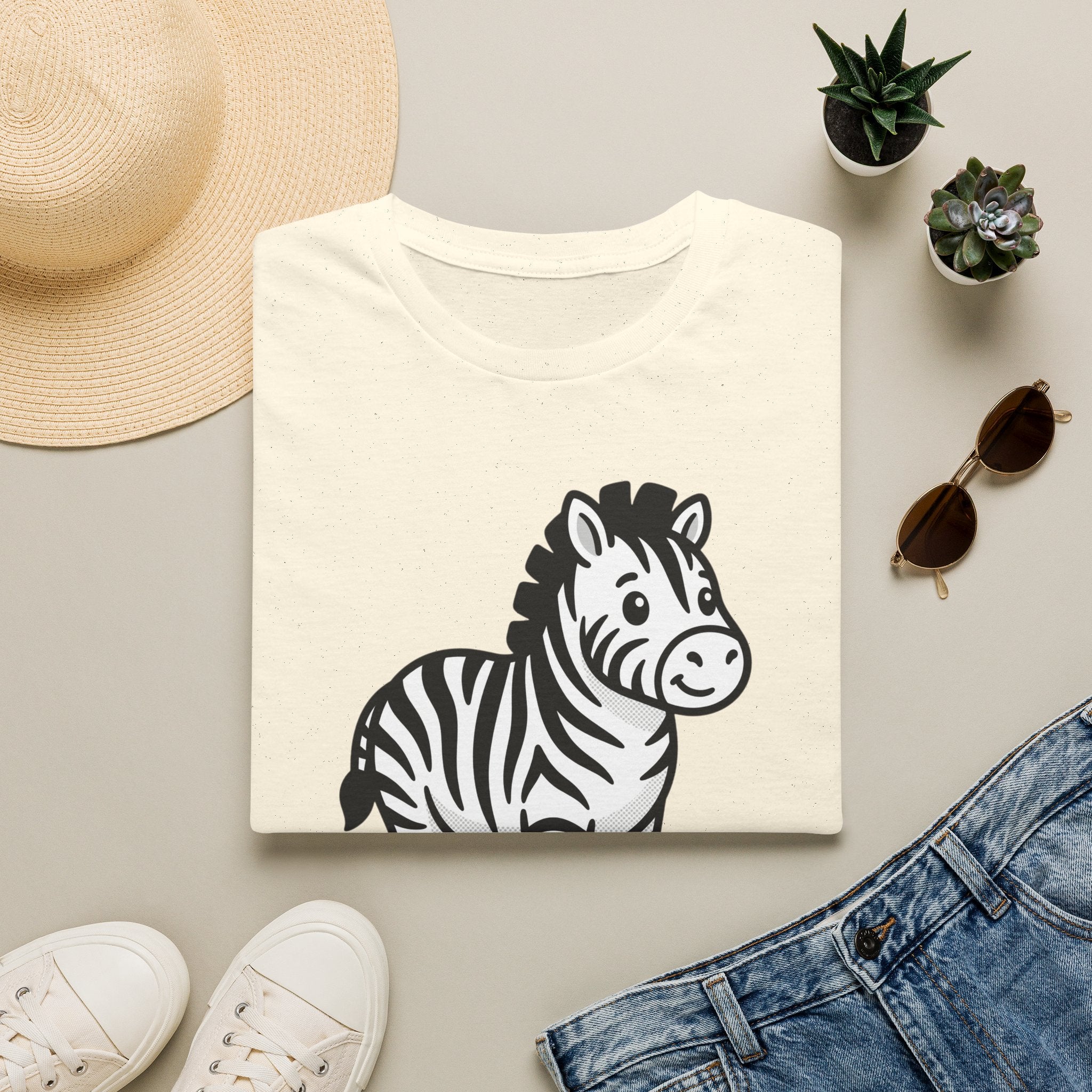 Zebra Cute Cartoon T-Shirt — Adorable Playful Animal Tee for Kids & Animal Lovers