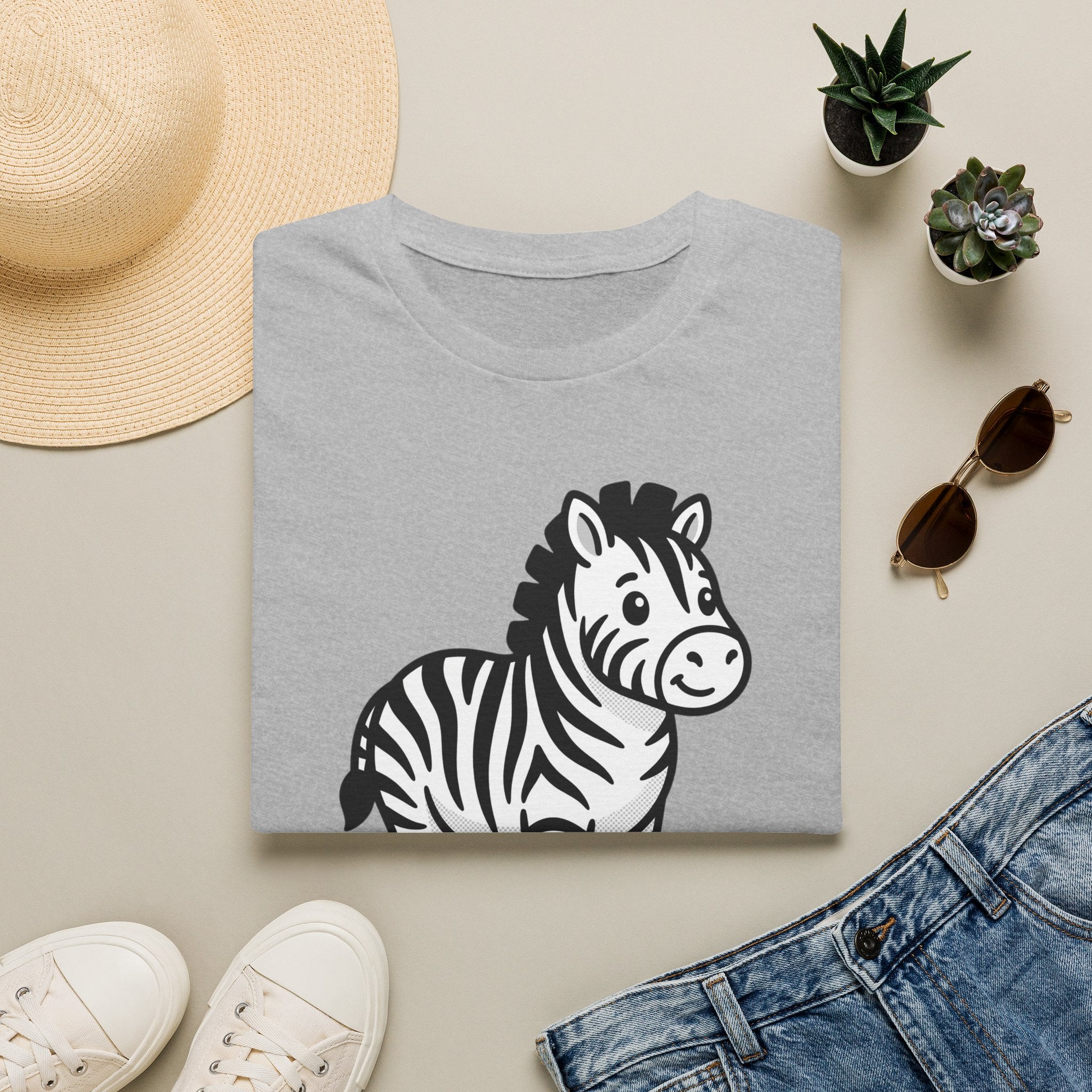Zebra Cute Cartoon T-Shirt — Adorable Playful Animal Tee for Kids & Animal Lovers