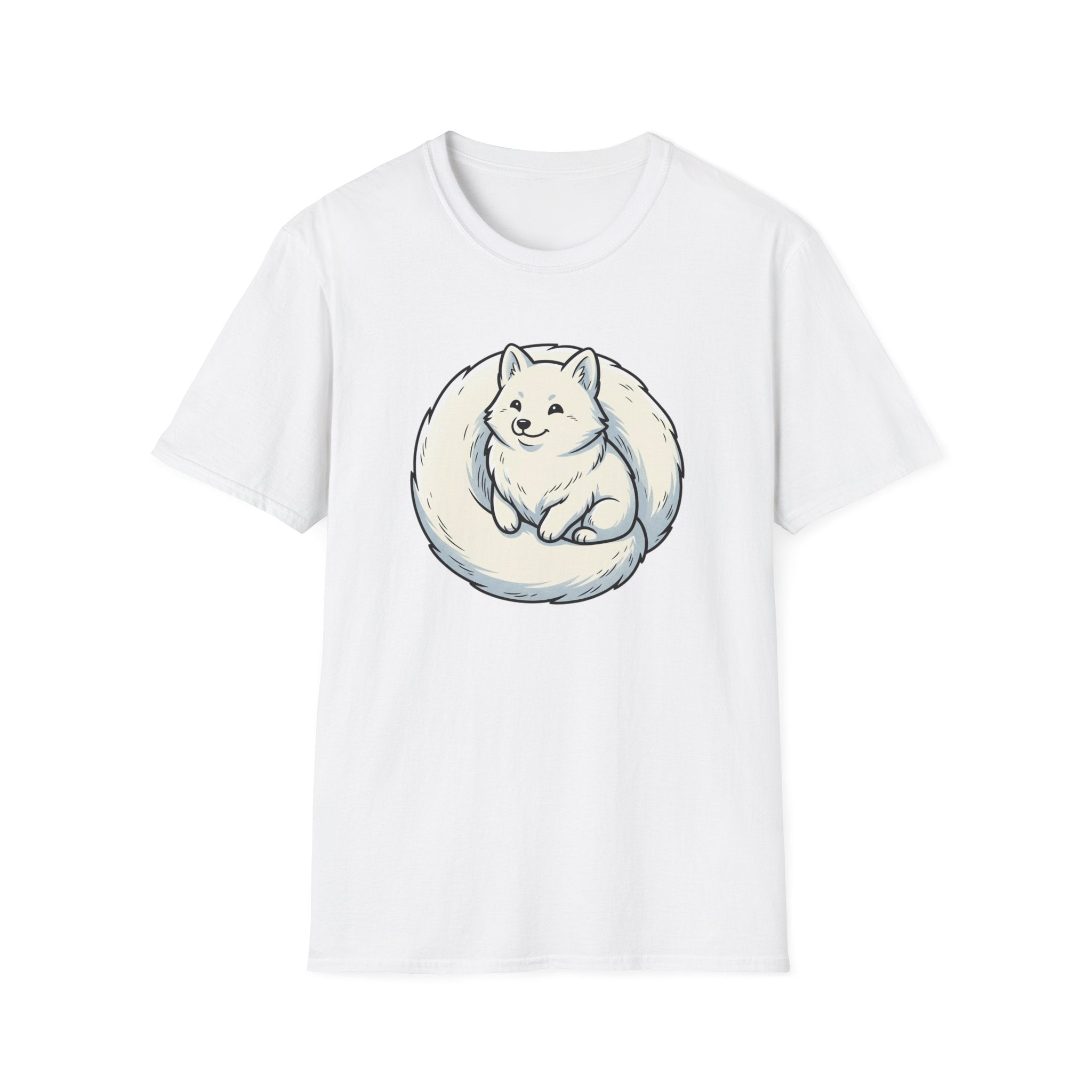 Arctic Fluff Fox T-Shirt — Cute White Fox Circle Illustration
