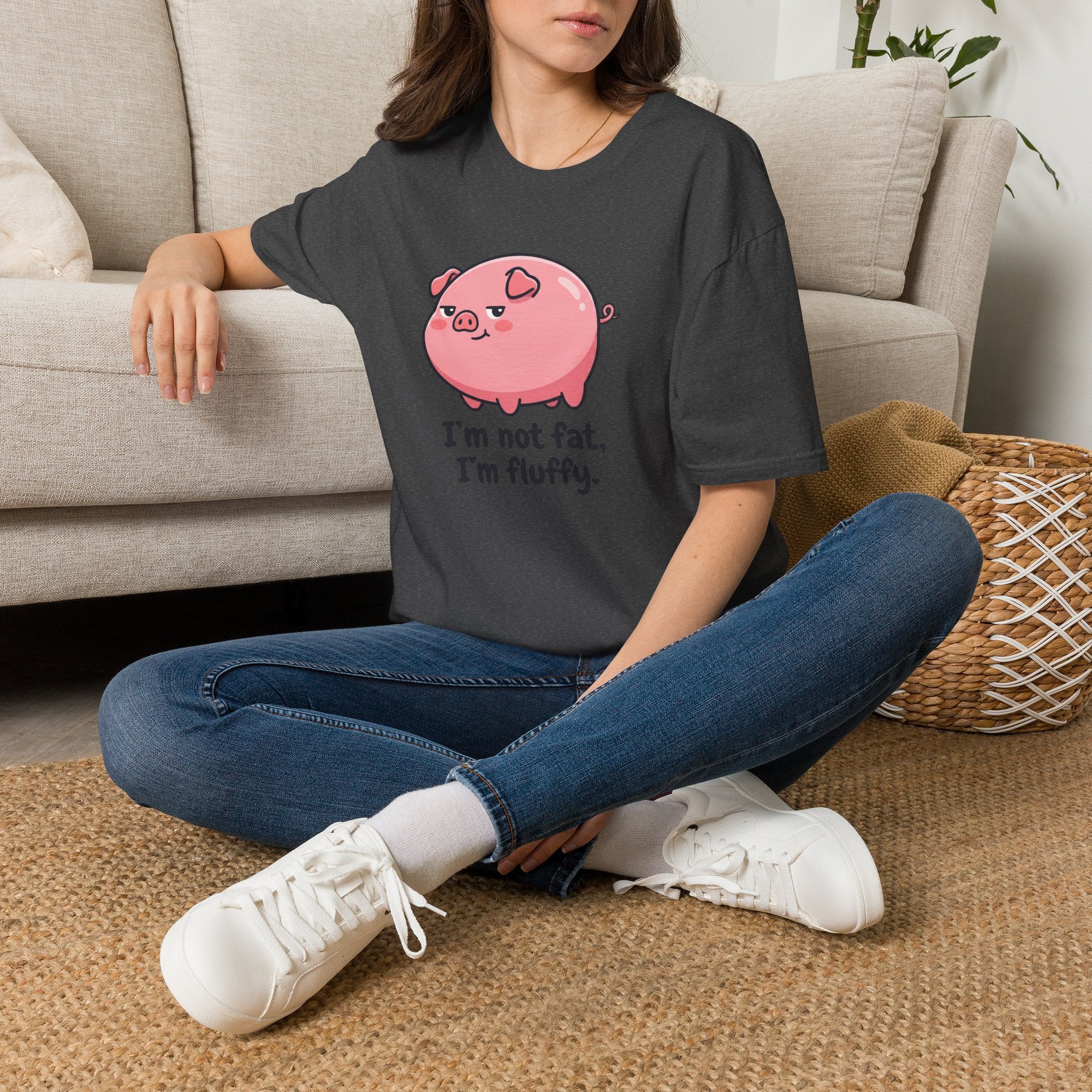 Cute Pink Pig 'I'm Not Fat, I'm Fluffy' T-Shirt