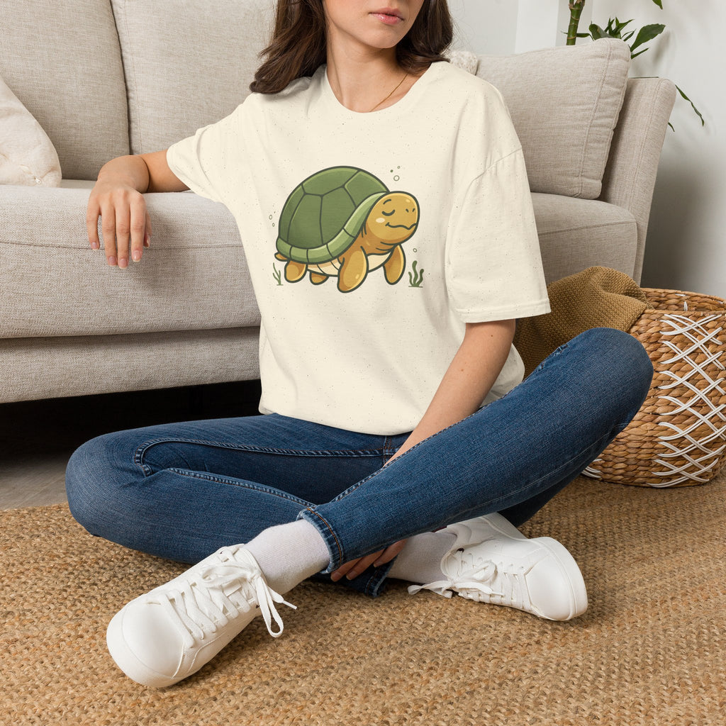 Cute Cartoon Turtle T-Shirt — Relaxed Sea Turtle Graphic Tee