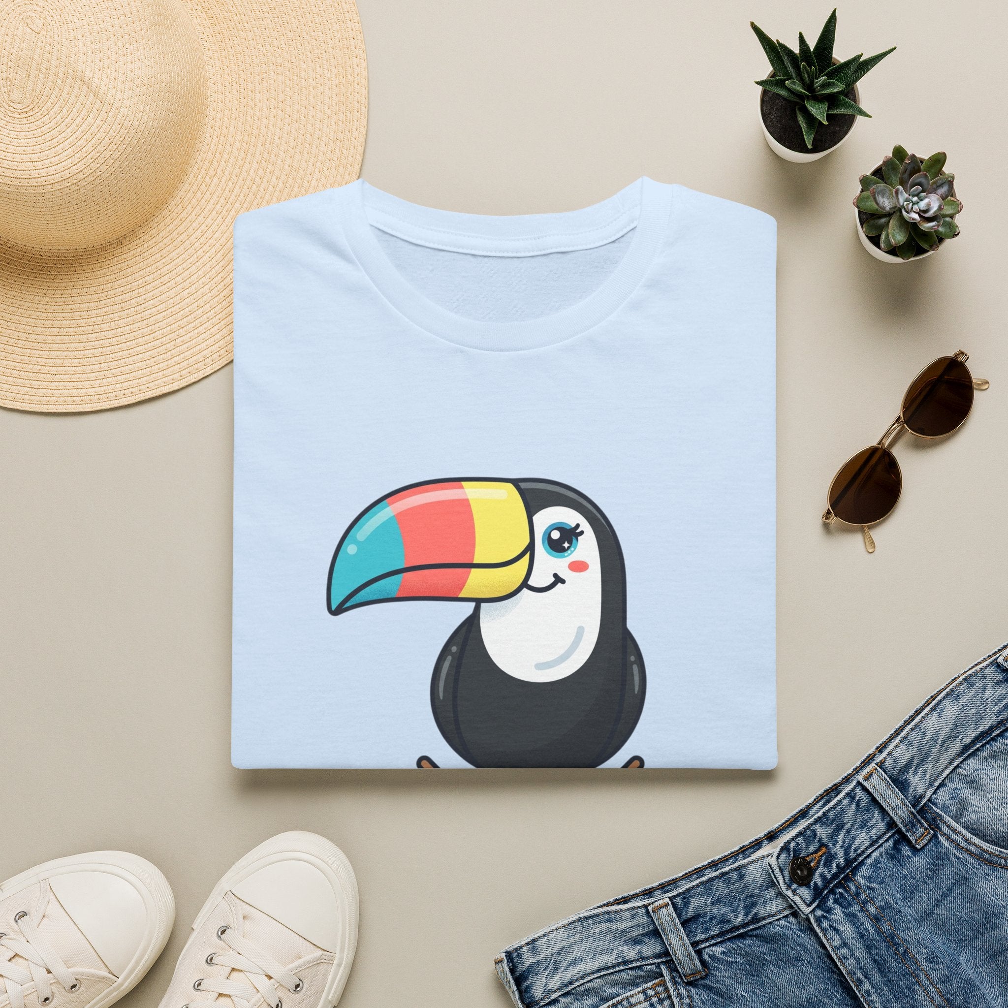 Toucan Cartoon T-Shirt — Cute Rainbow Beak Tropical Tee