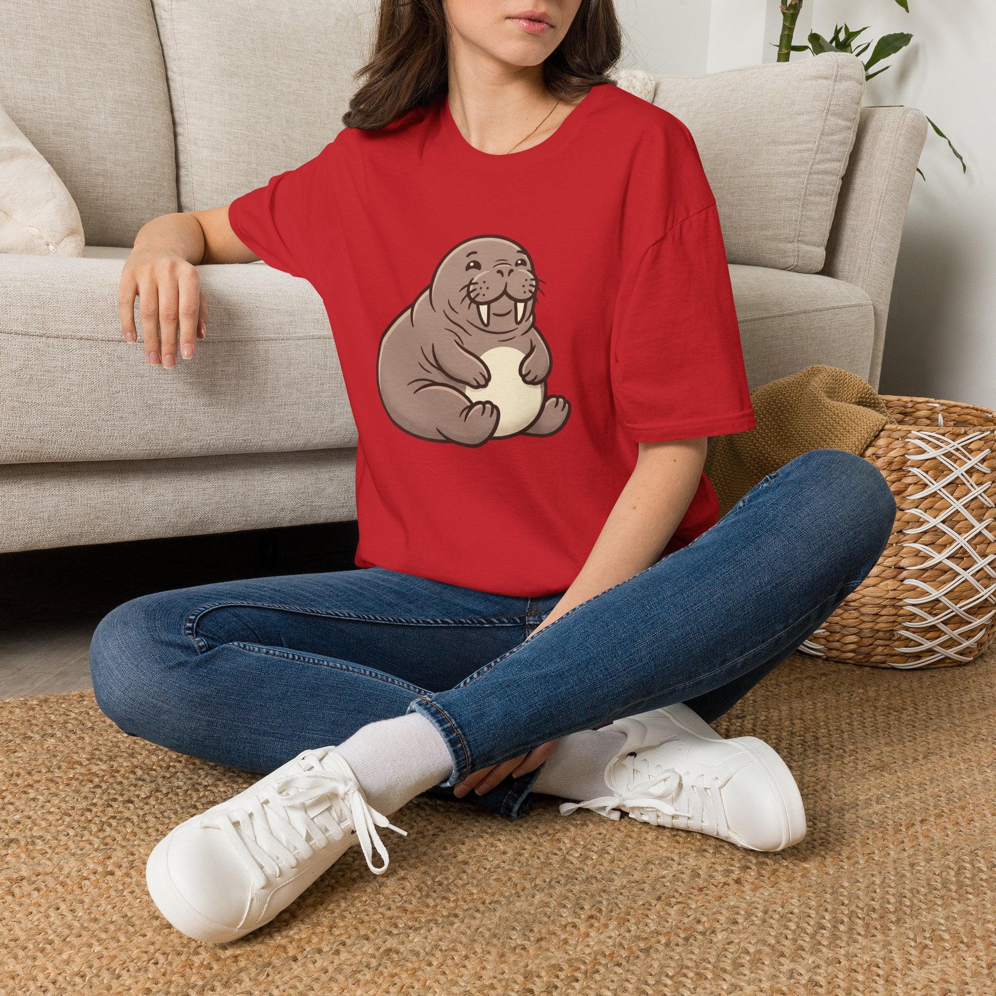 Walrus Graphic T-Shirt — Cute Smiling Walrus Illustration Tee