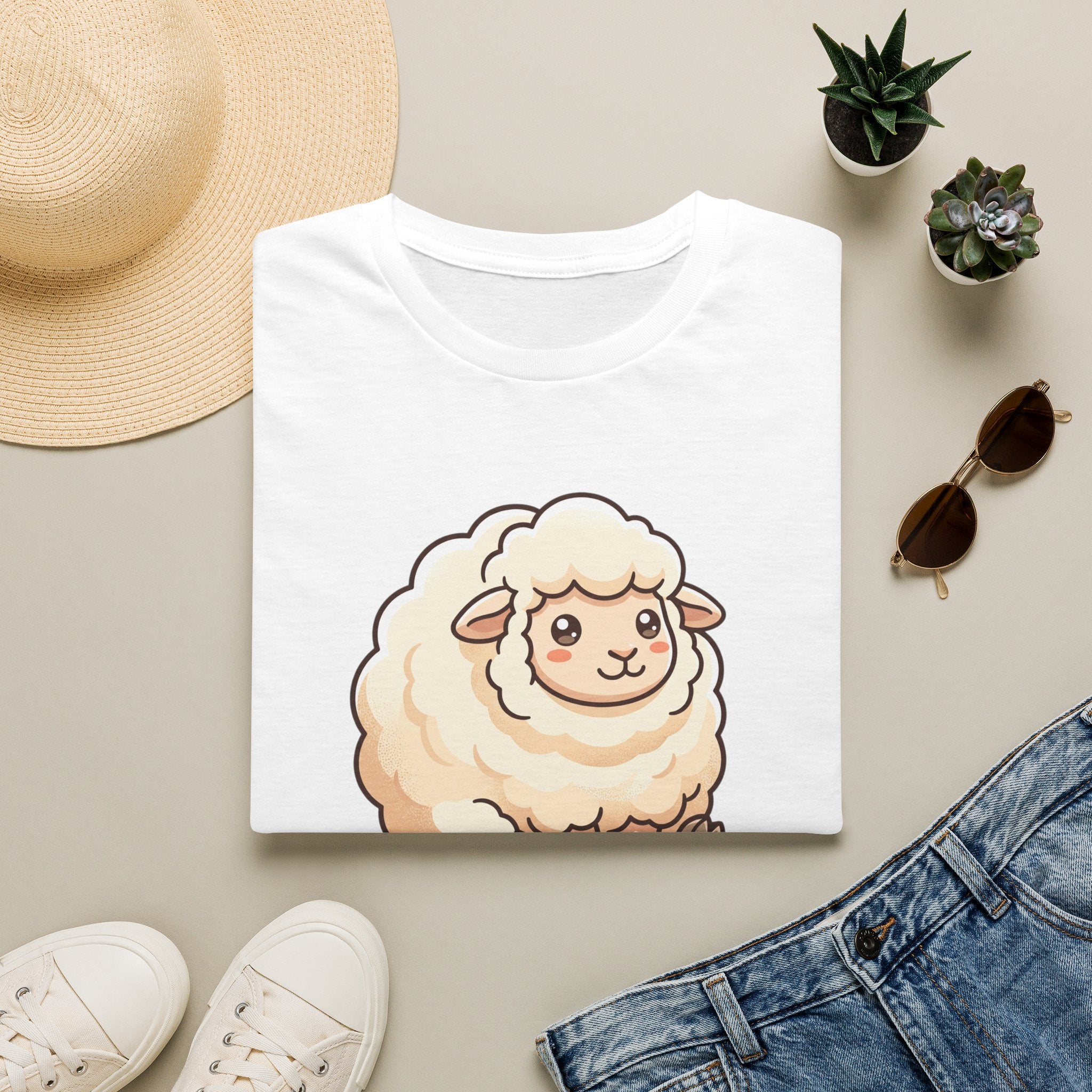 Cute Fluffy Sheep T-Shirt — Adorable Cartoon Lamb Tee