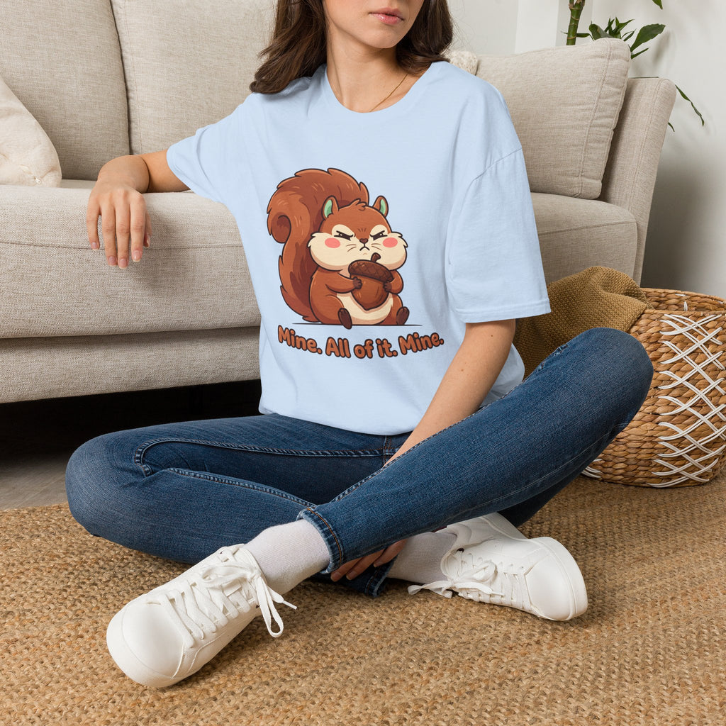Squirrel Snack T‑Shirt — "Mine. All of it. Mine." Cute Cartoon Squirrel Tee