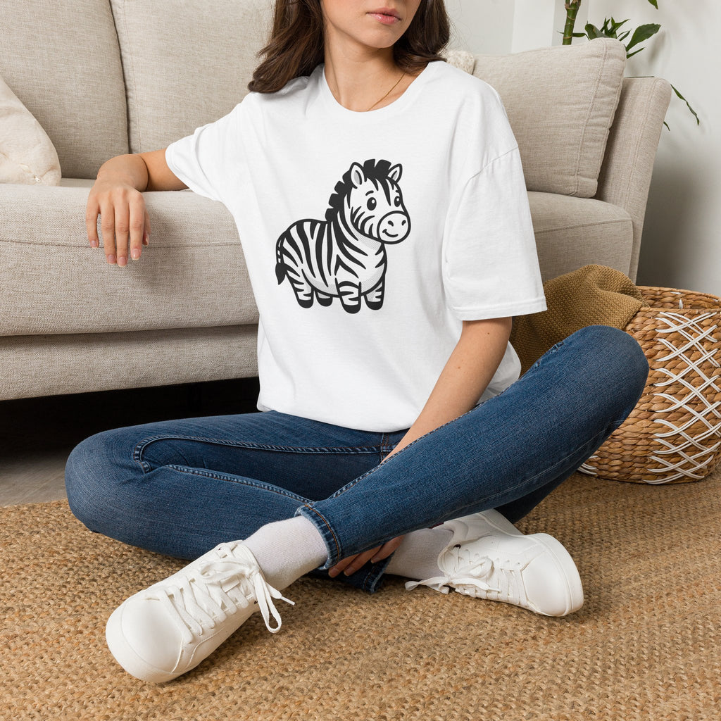 Zebra Cute Cartoon T-Shirt — Adorable Playful Animal Tee for Kids & Animal Lovers