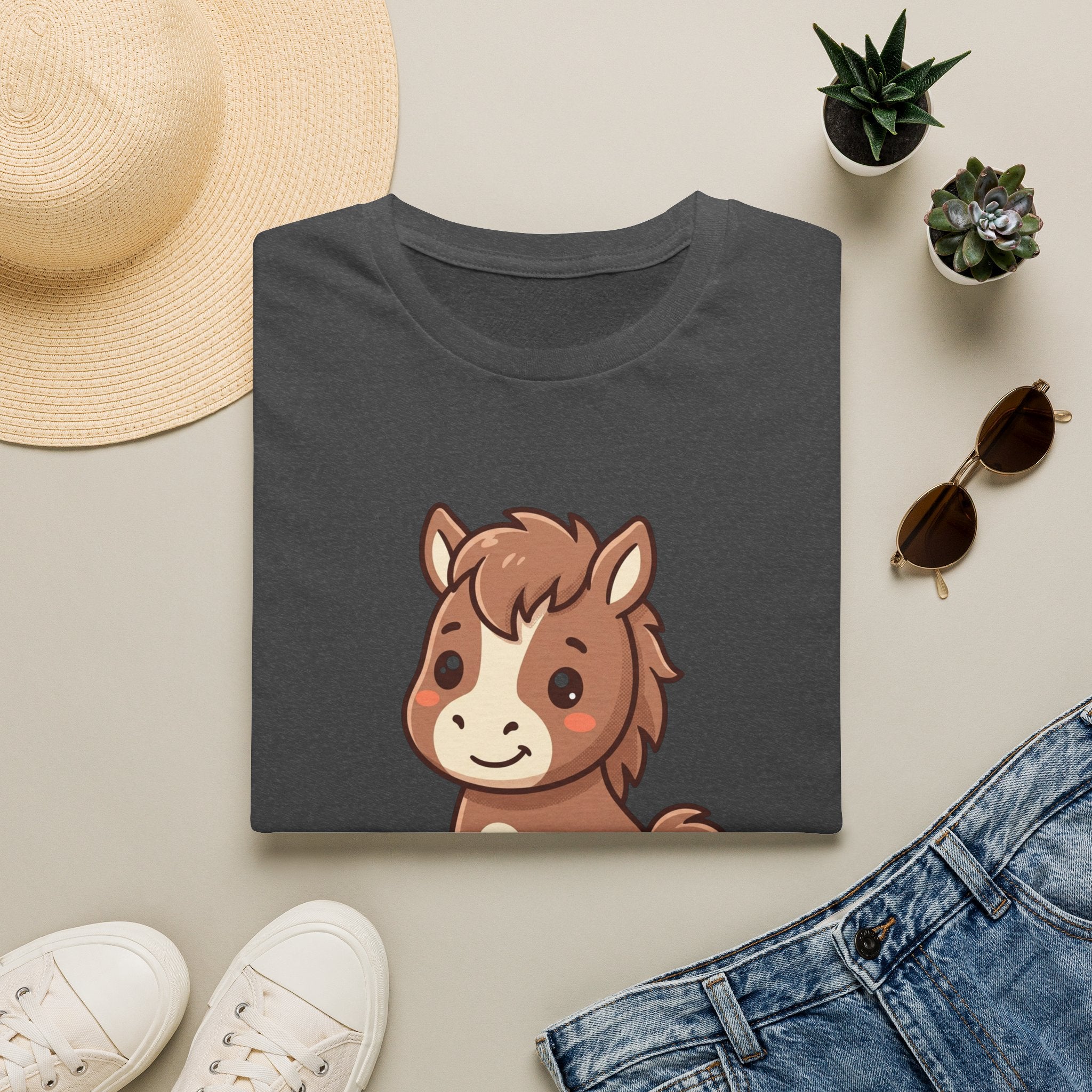 Cute Cartoon Pony T-Shirt — Adorable Kids & Adult Farm Animal Tee
