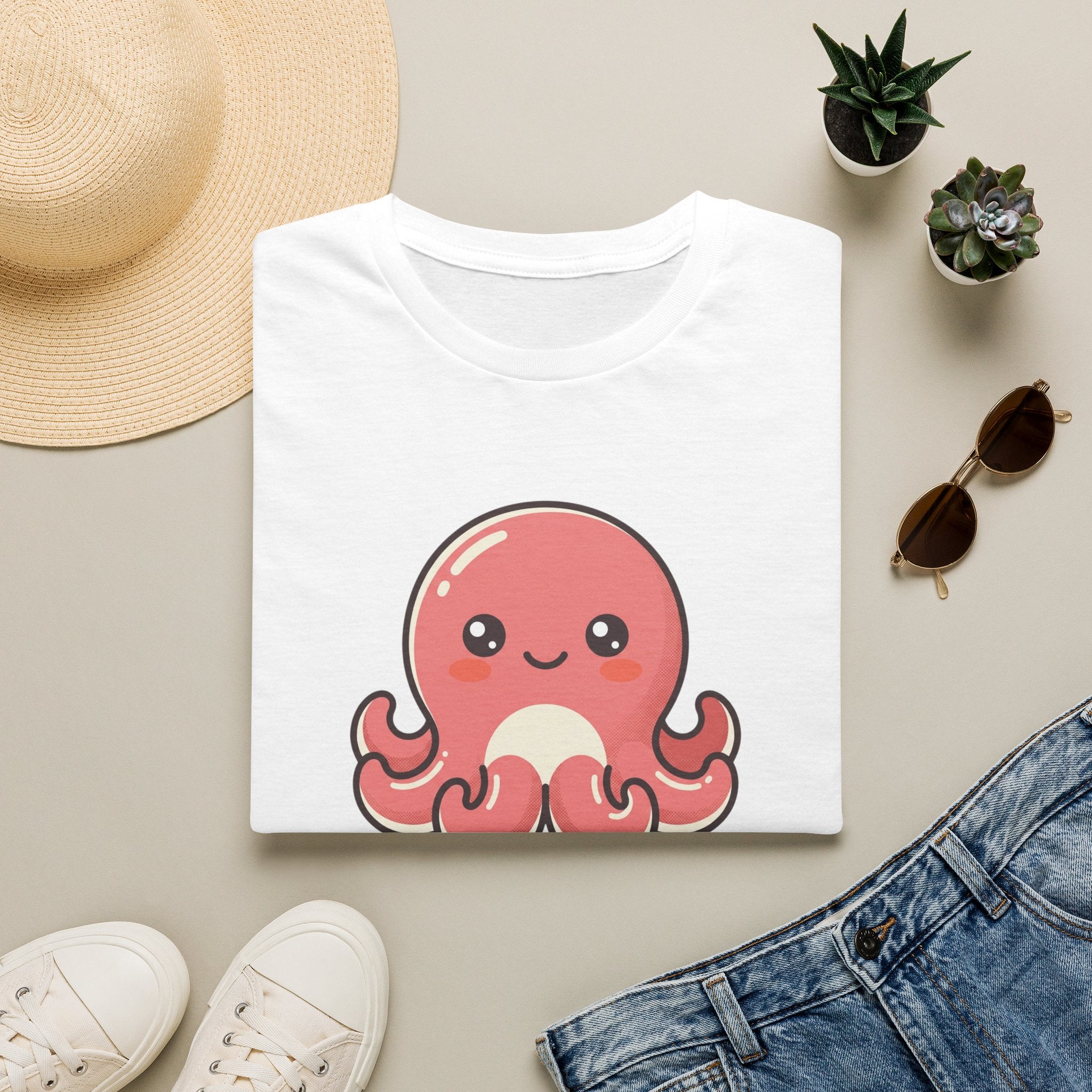 Cute Kawaii Octopus T-Shirt — Adorable Pink Sea Creature Tee