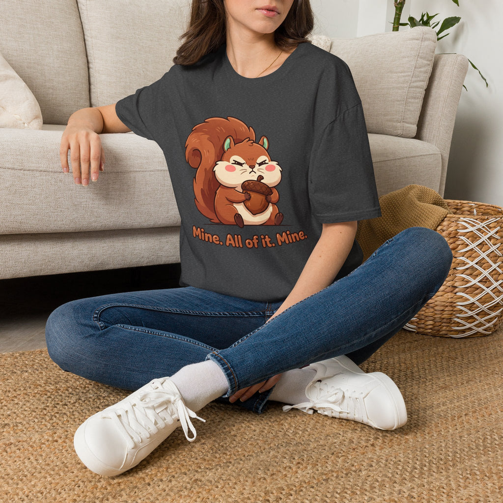 Squirrel Snack T‑Shirt — "Mine. All of it. Mine." Cute Cartoon Squirrel Tee