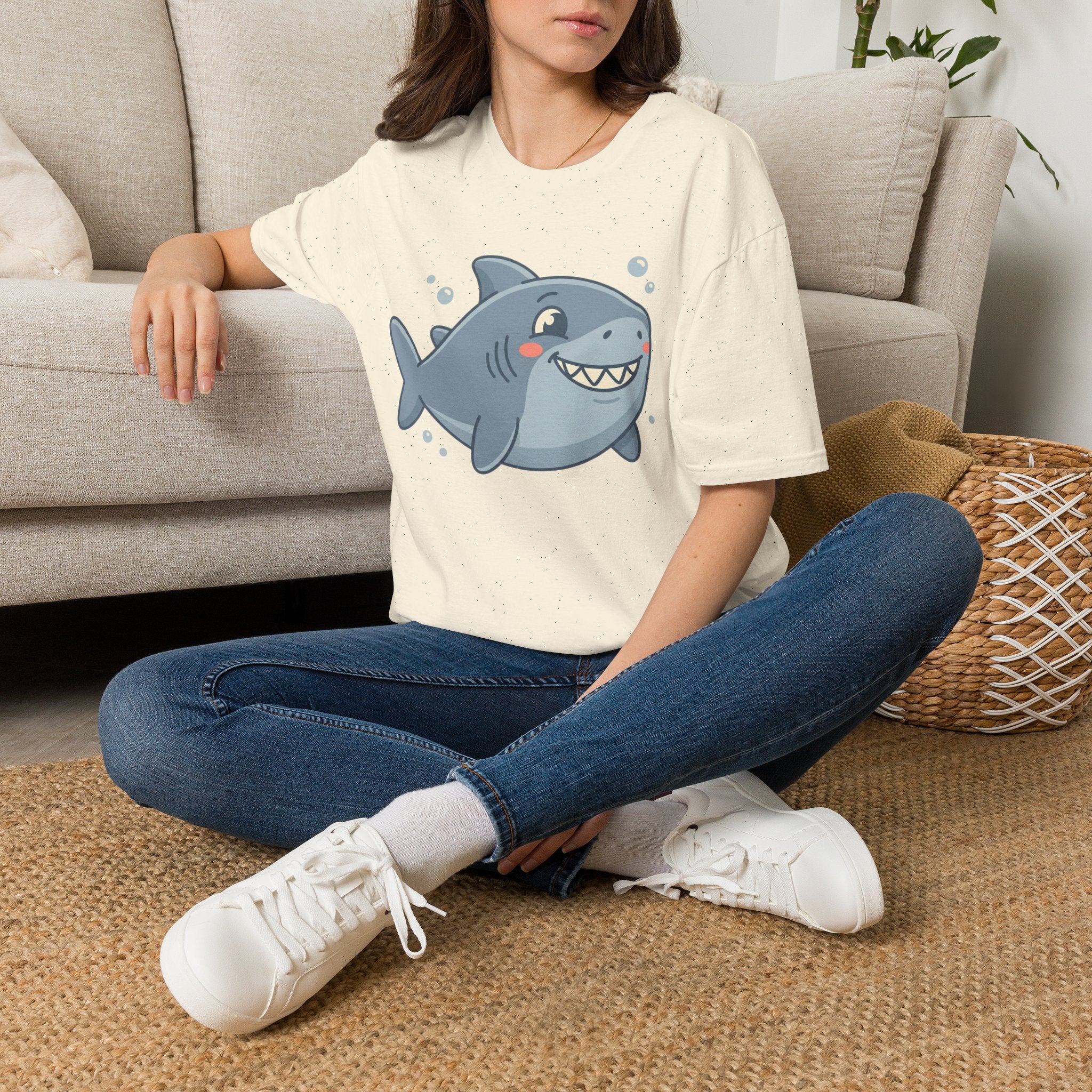 Cute Smiling Shark T-Shirt — Playful Cartoon Ocean Tee