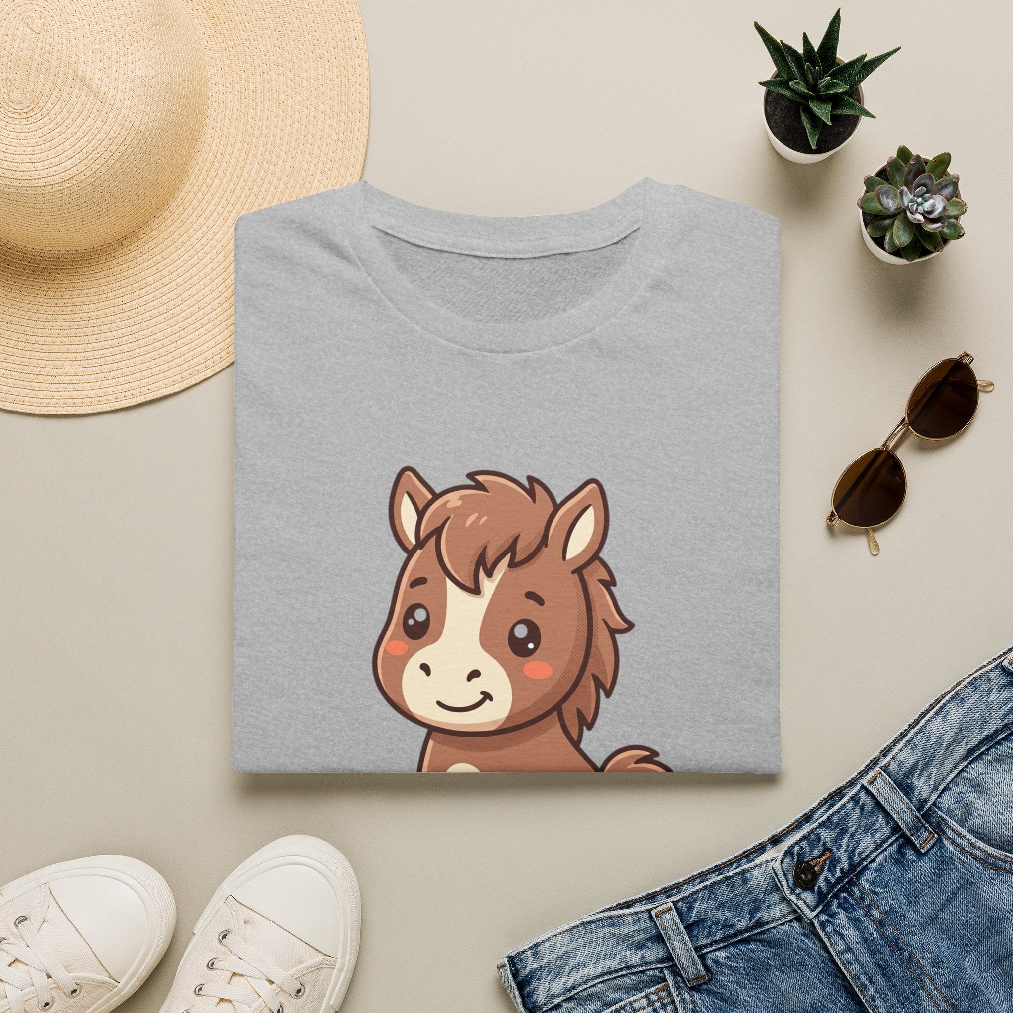 Cute Cartoon Pony T-Shirt — Adorable Kids & Adult Farm Animal Tee