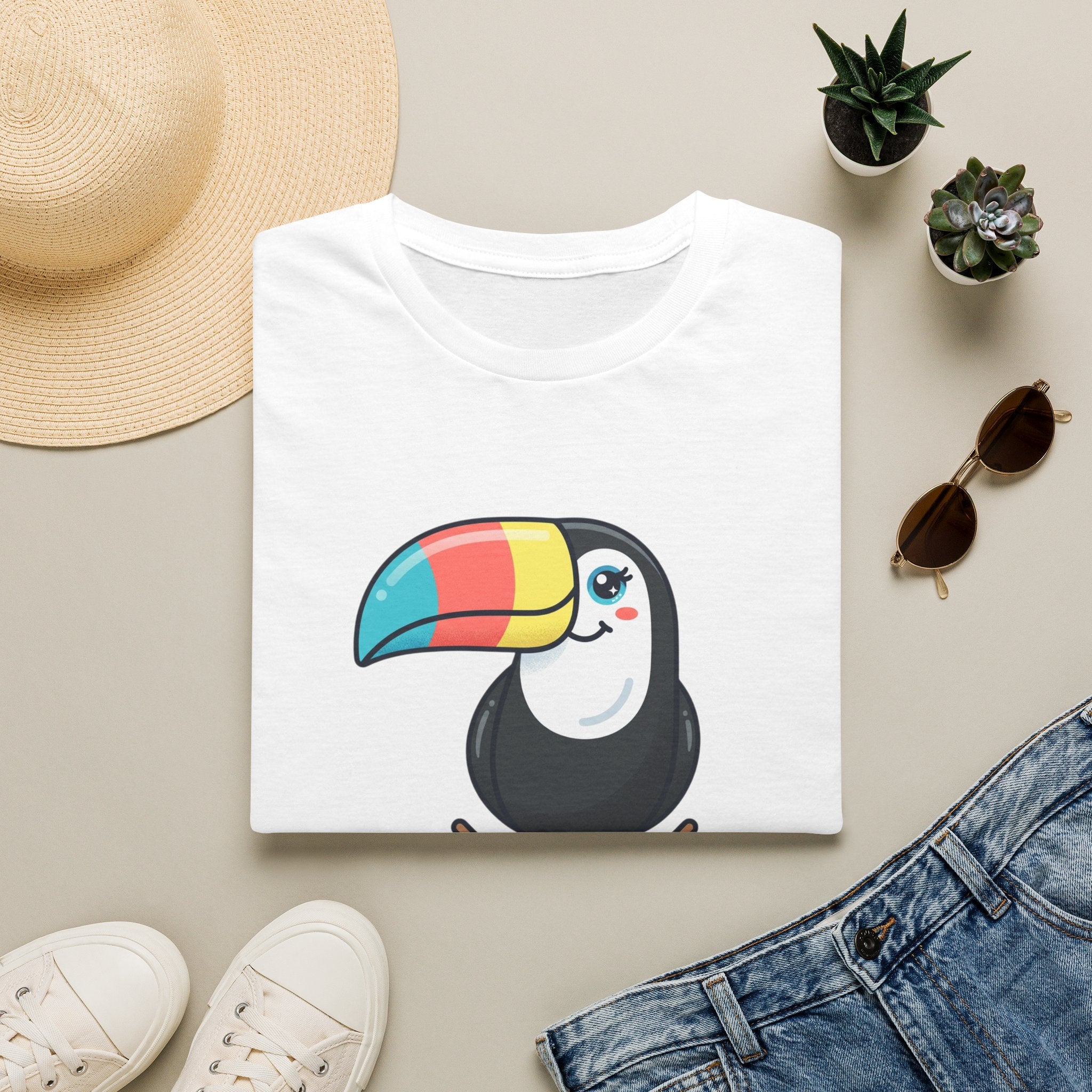 Toucan Cartoon T-Shirt — Cute Rainbow Beak Tropical Tee