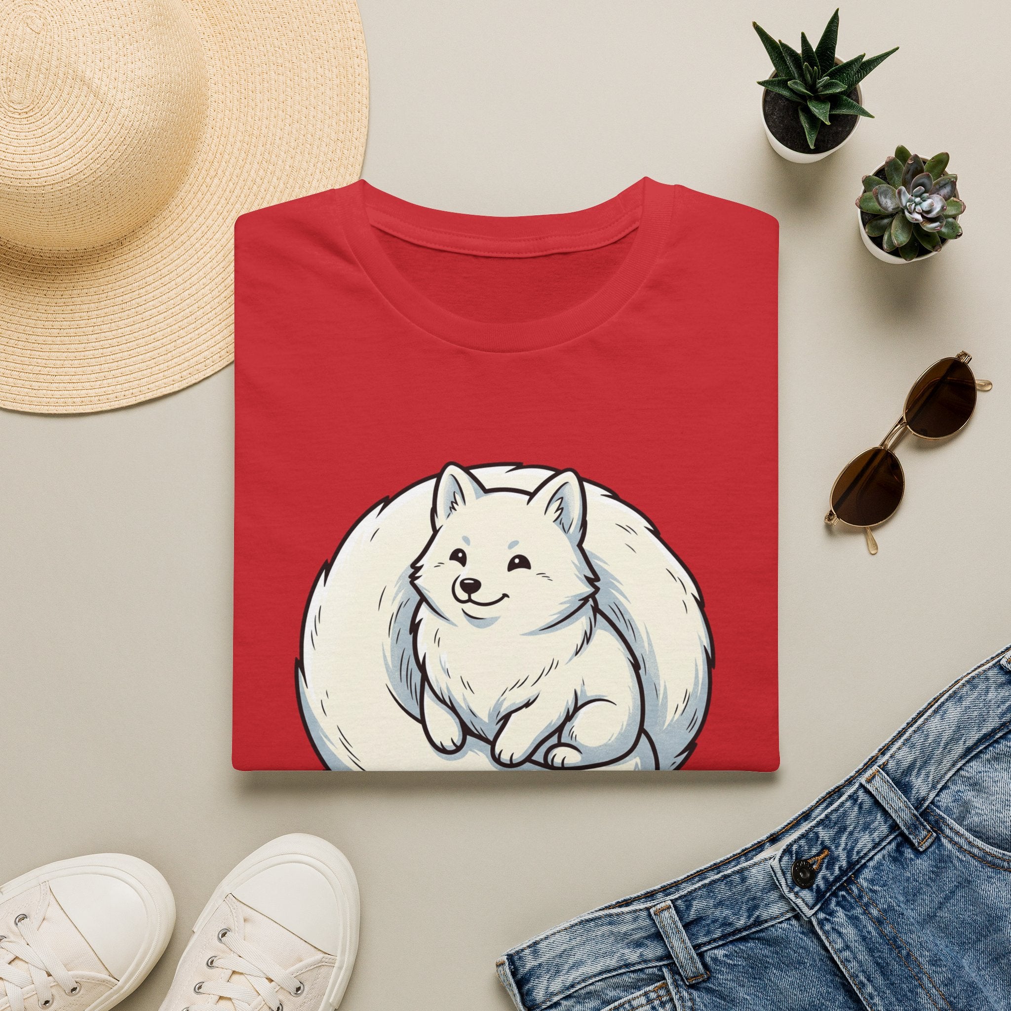 Arctic Fluff Fox T-Shirt — Cute White Fox Circle Illustration
