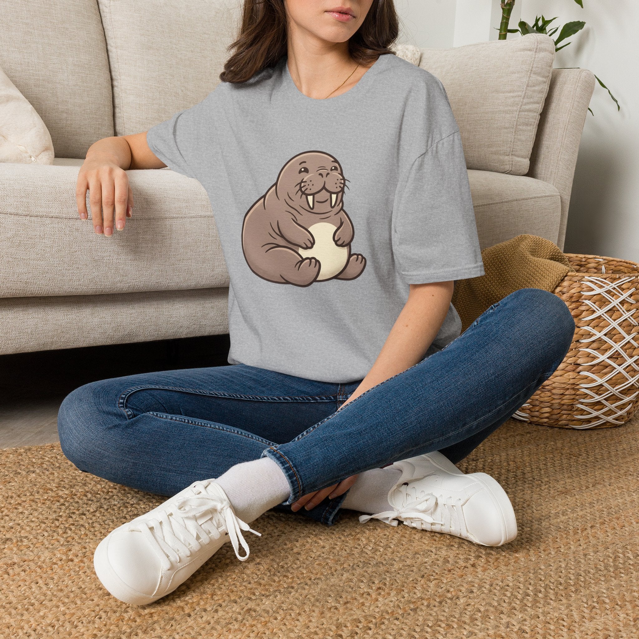 Walrus Graphic T-Shirt — Cute Smiling Walrus Illustration Tee