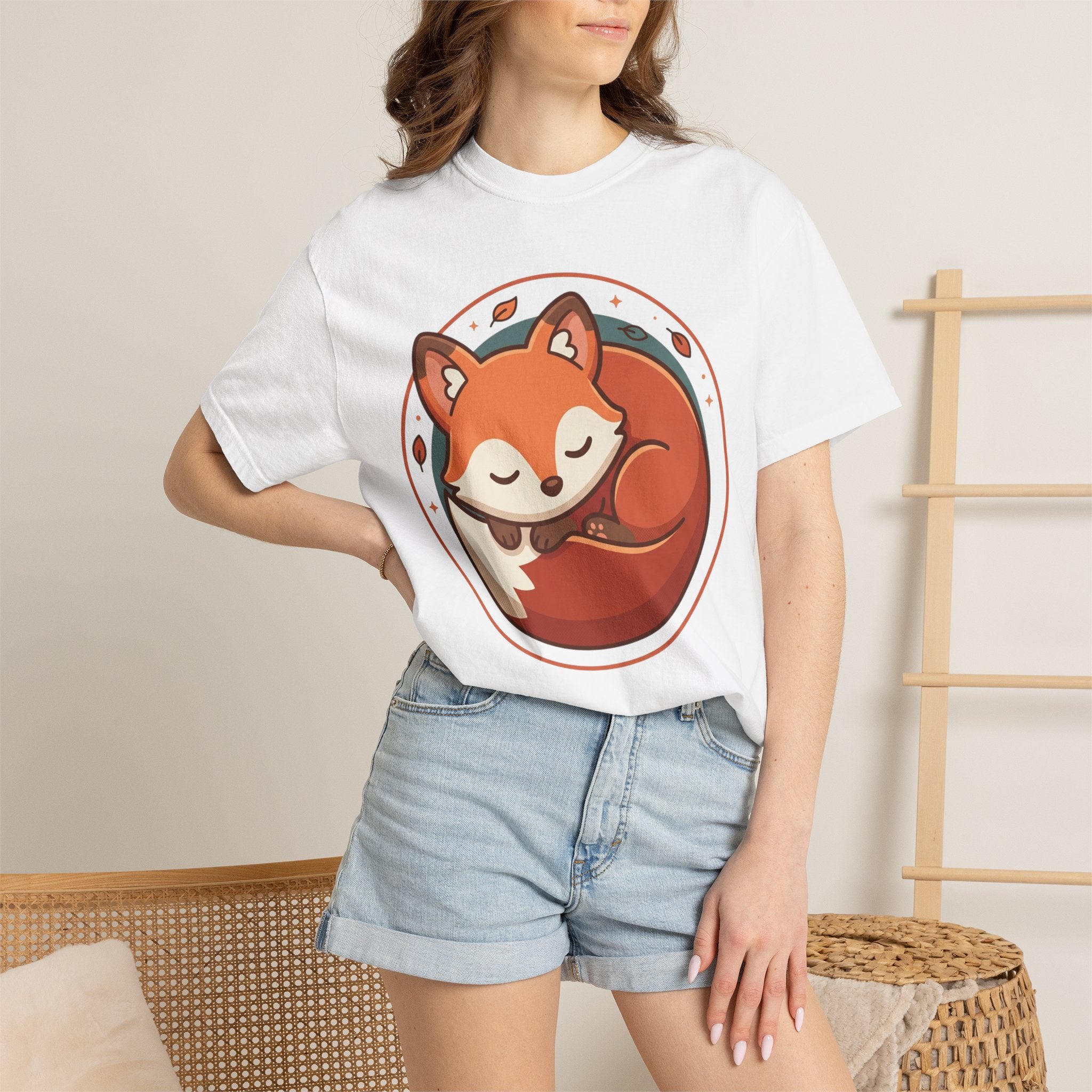 Sleeping Fox T-Shirt — Cute Woodland Fox Circle Graphic Tee