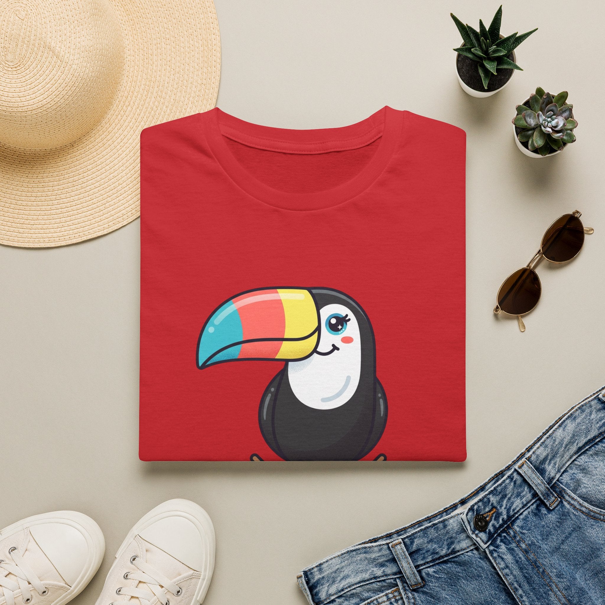 Toucan Cartoon T-Shirt — Cute Rainbow Beak Tropical Tee