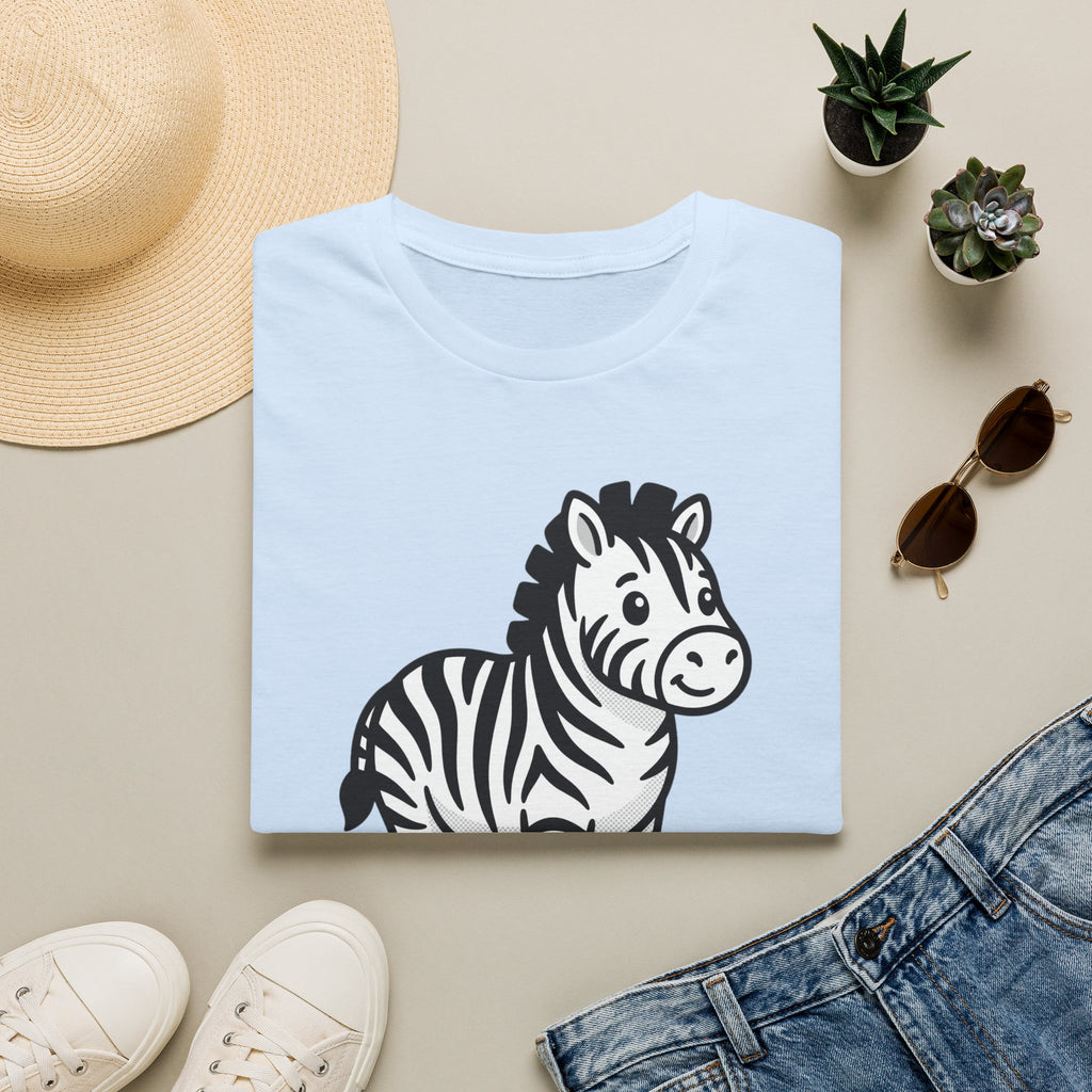 Zebra Cute Cartoon T-Shirt — Adorable Playful Animal Tee for Kids & Animal Lovers