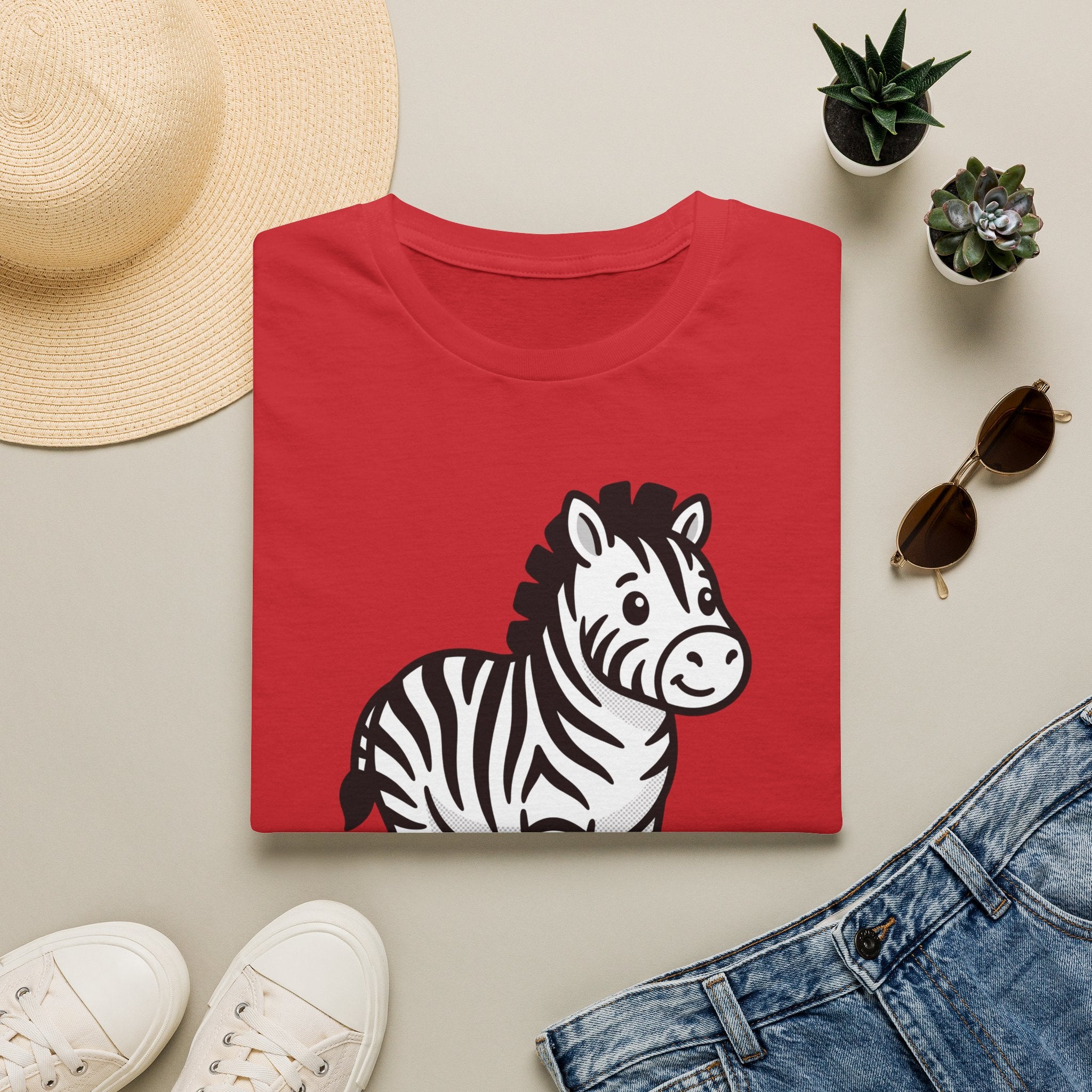 Zebra Cute Cartoon T-Shirt — Adorable Playful Animal Tee for Kids & Animal Lovers