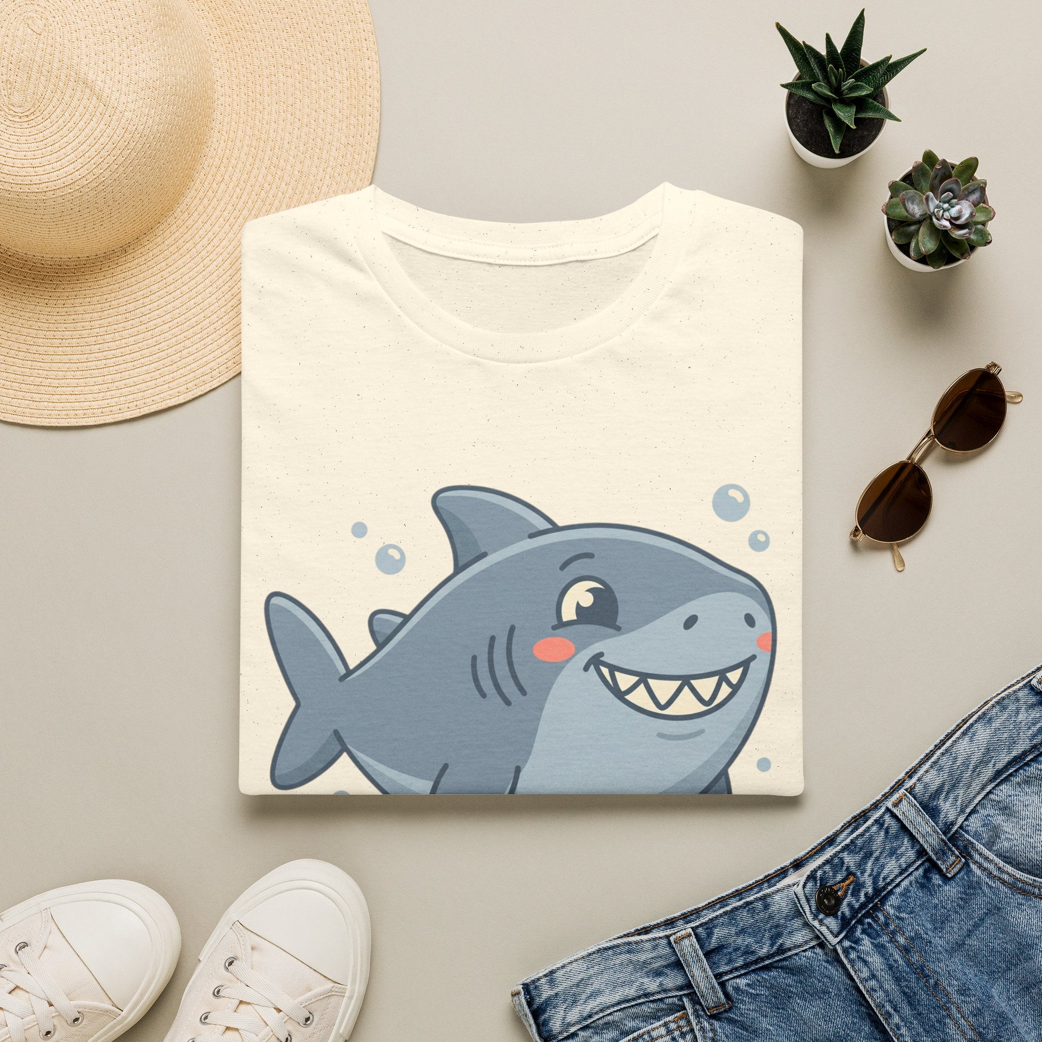 Cute Smiling Shark T-Shirt — Playful Cartoon Ocean Tee