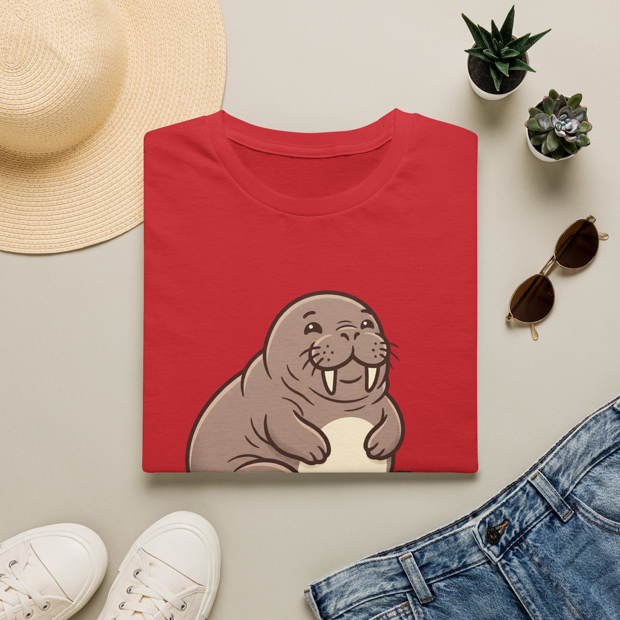 Walrus Graphic T-Shirt — Cute Smiling Walrus Illustration Tee