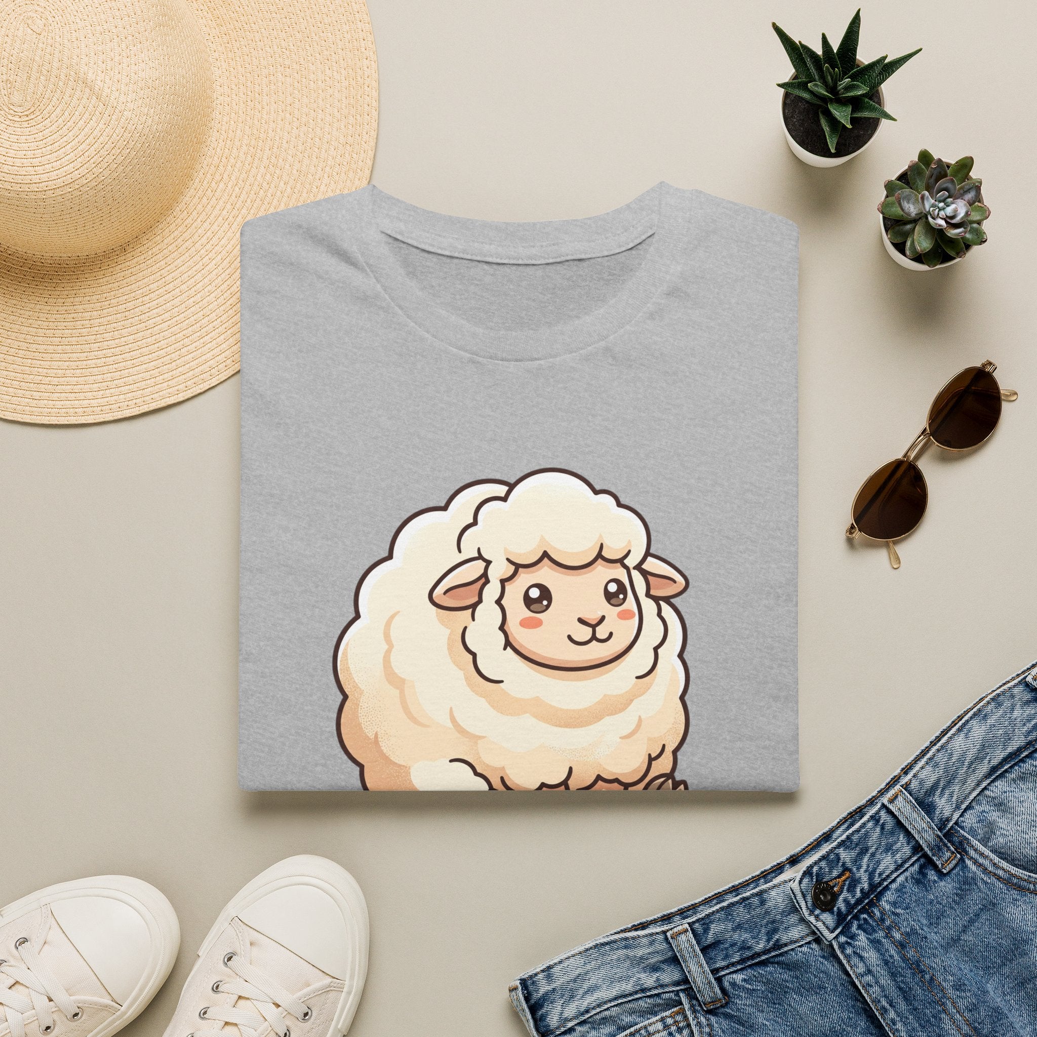 Cute Fluffy Sheep T-Shirt — Adorable Cartoon Lamb Tee
