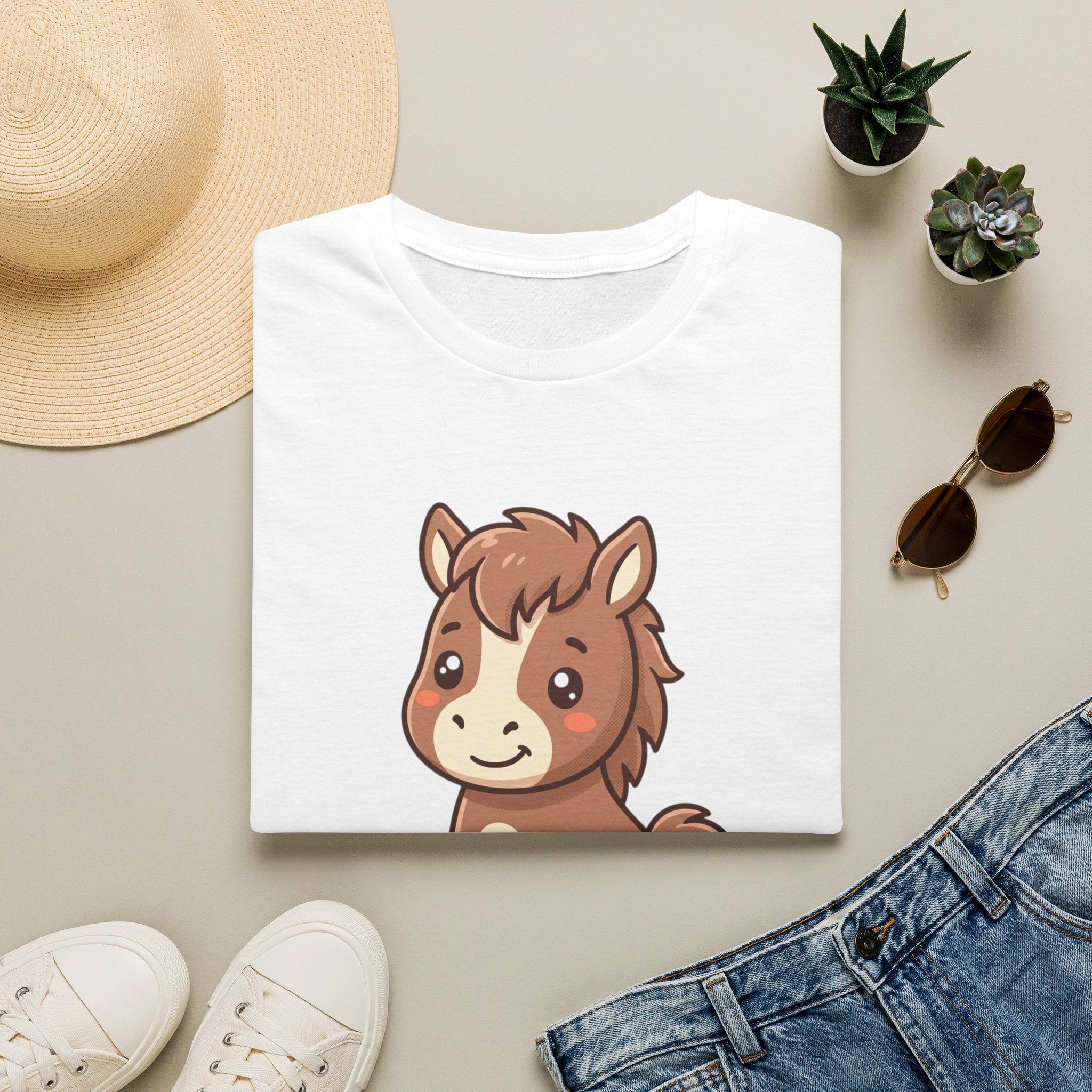 Cute Cartoon Pony T-Shirt — Adorable Kids & Adult Farm Animal Tee