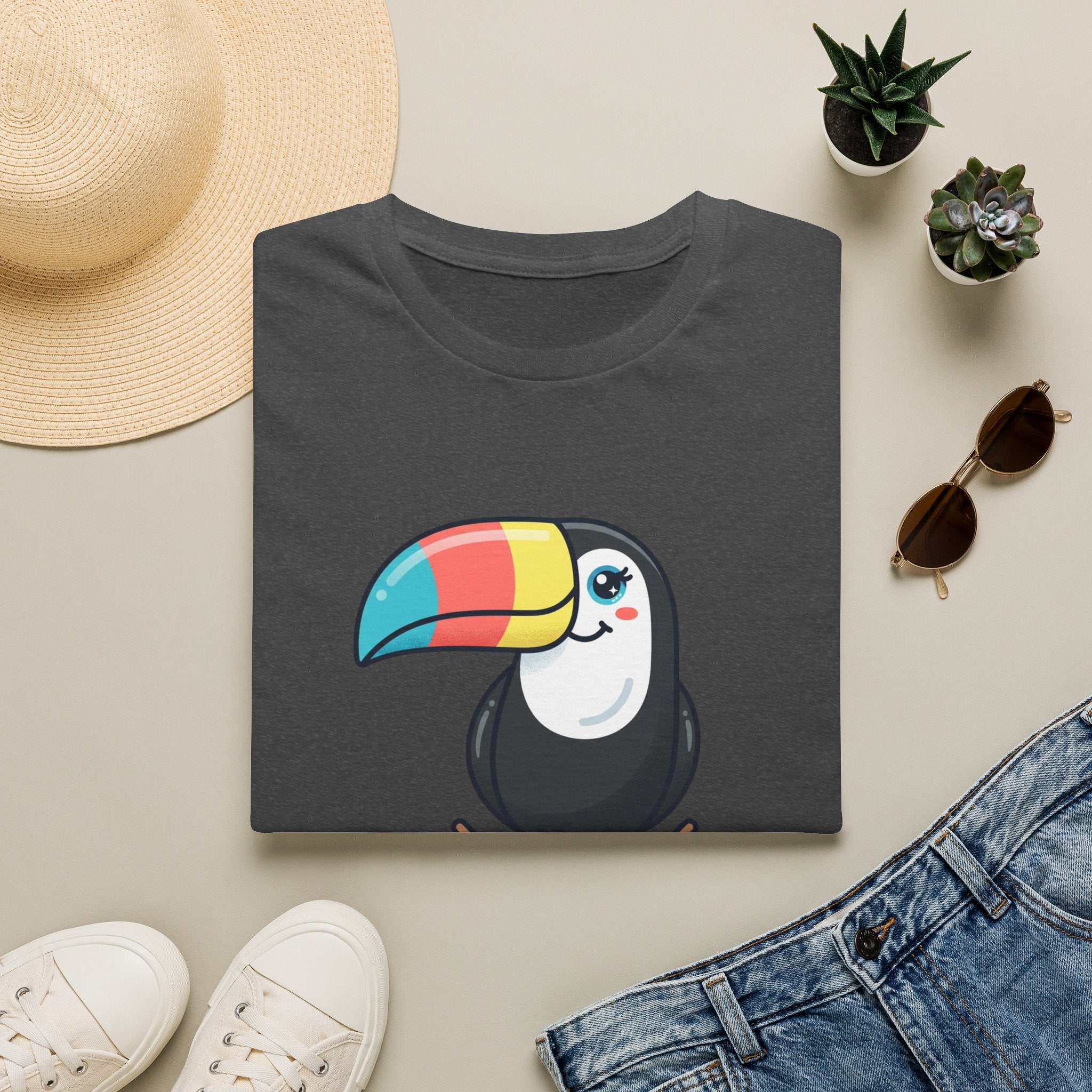 Toucan Cartoon T-Shirt — Cute Rainbow Beak Tropical Tee