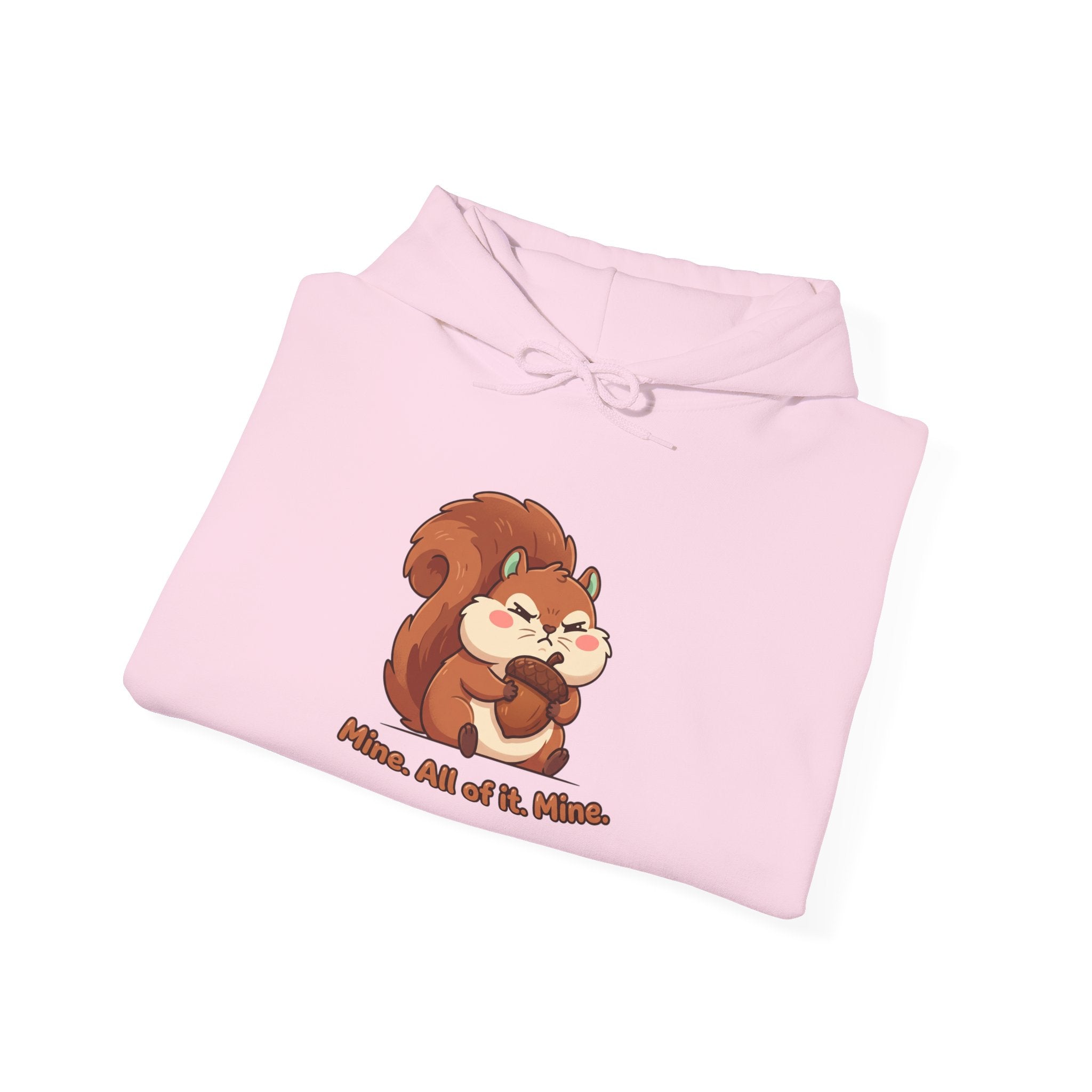 Squirrel Hug Hoodie — Cute Cartoon Squirrel "Nuts, All of It, Please" Pullover