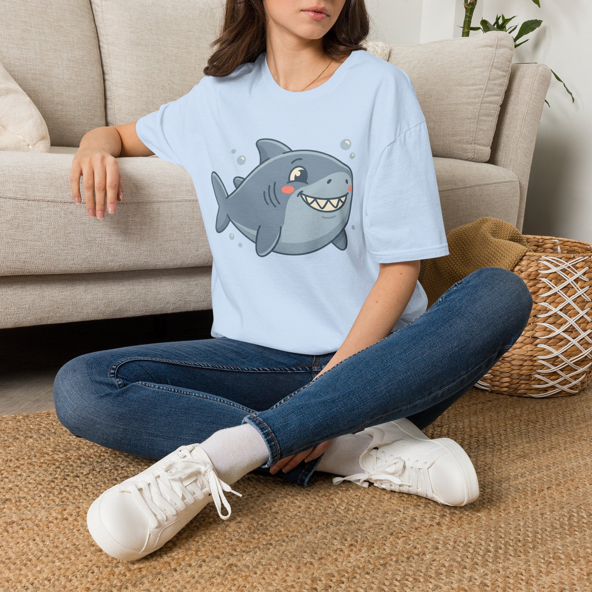 Cute Smiling Shark T-Shirt — Playful Cartoon Ocean Tee
