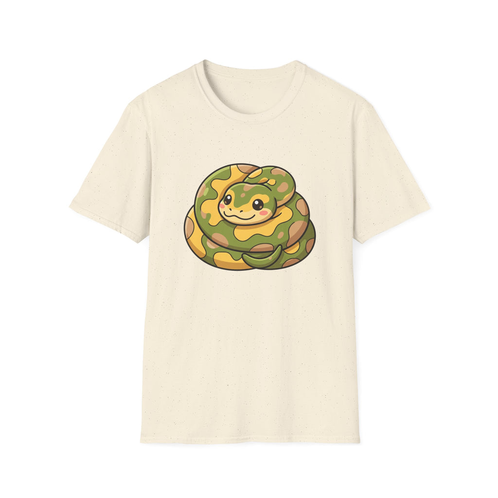 Cute Camouflage Ball Python T‑Shirt — Cartoon Snake Graphic Tee