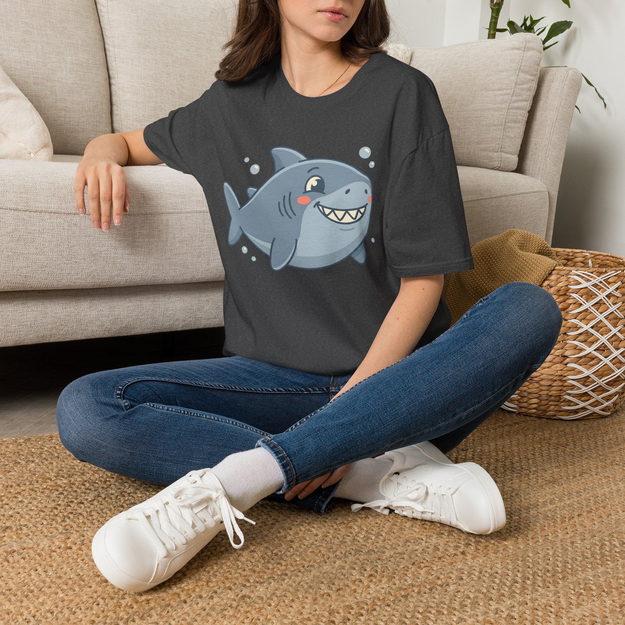 Cute Smiling Shark T-Shirt — Playful Cartoon Ocean Tee