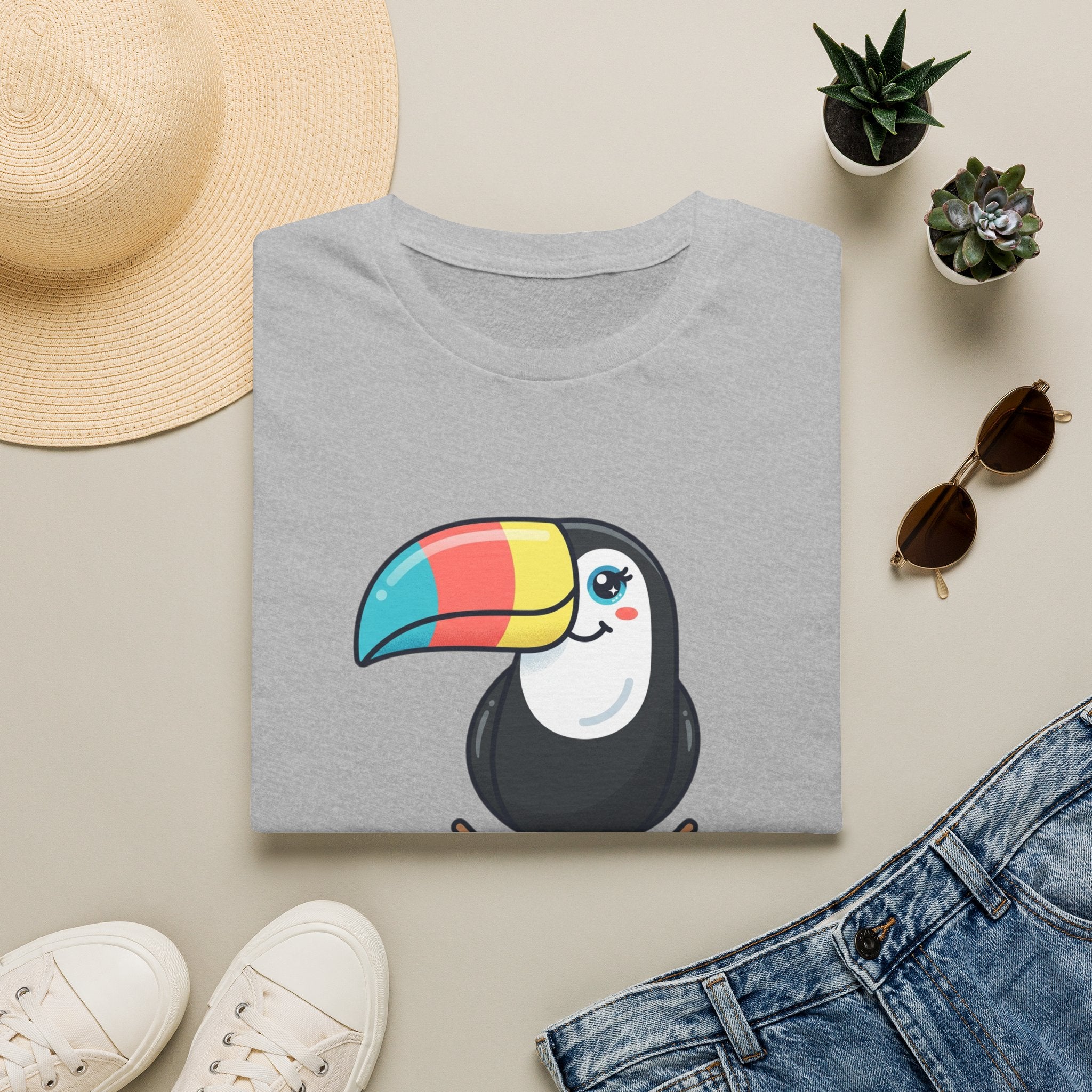 Toucan Cartoon T-Shirt — Cute Rainbow Beak Tropical Tee