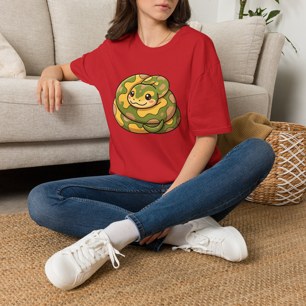 Cute Camouflage Ball Python T‑Shirt — Cartoon Snake Graphic Tee