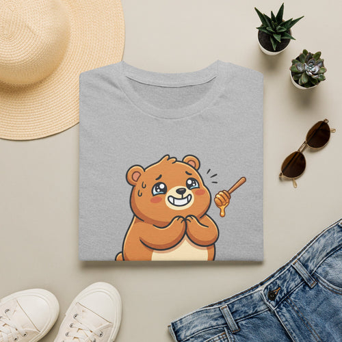 Bear Illustration T-Shirt — "Will Work for Honey" Cute Cartoon Tee for Animal Lovers