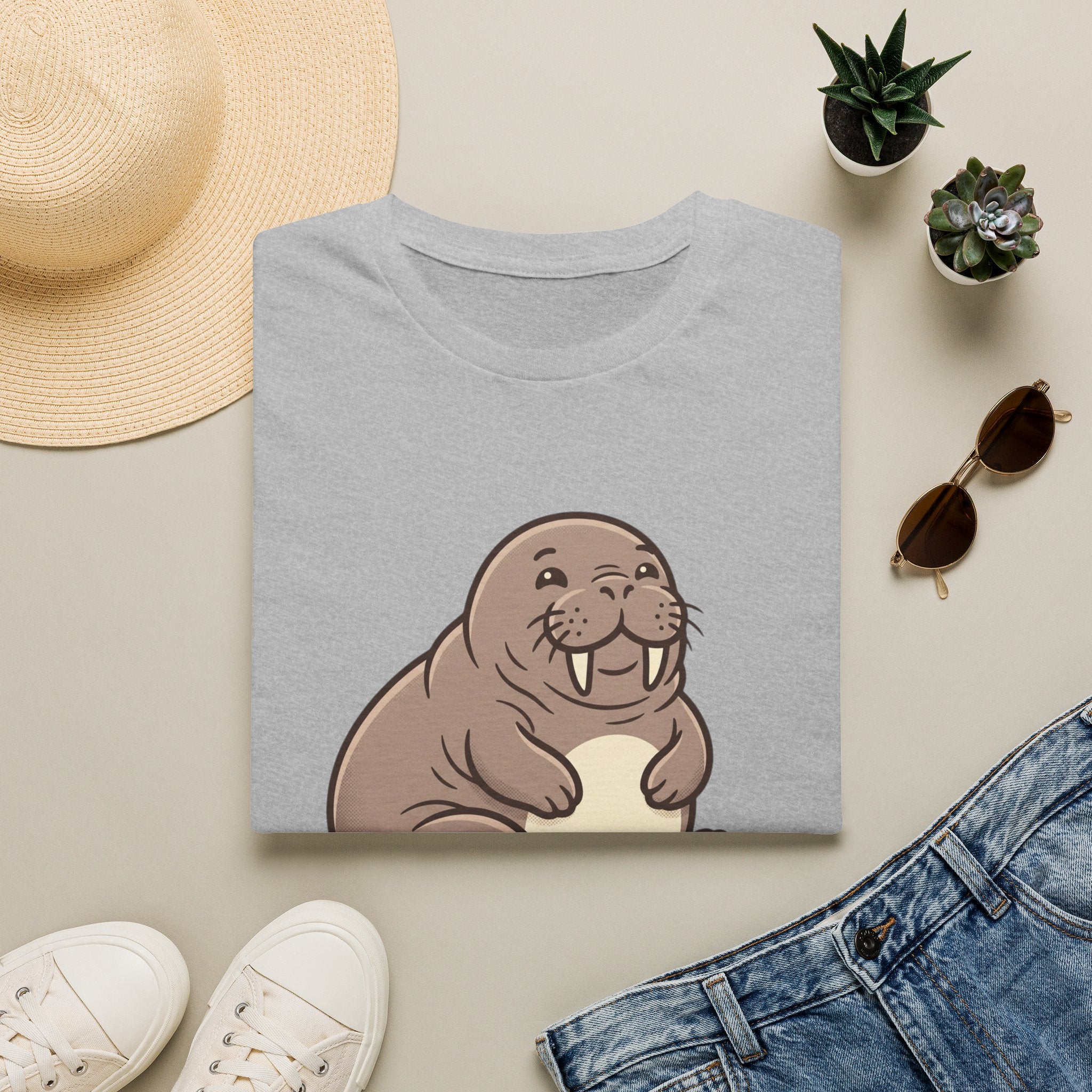 Walrus Graphic T-Shirt — Cute Smiling Walrus Illustration Tee