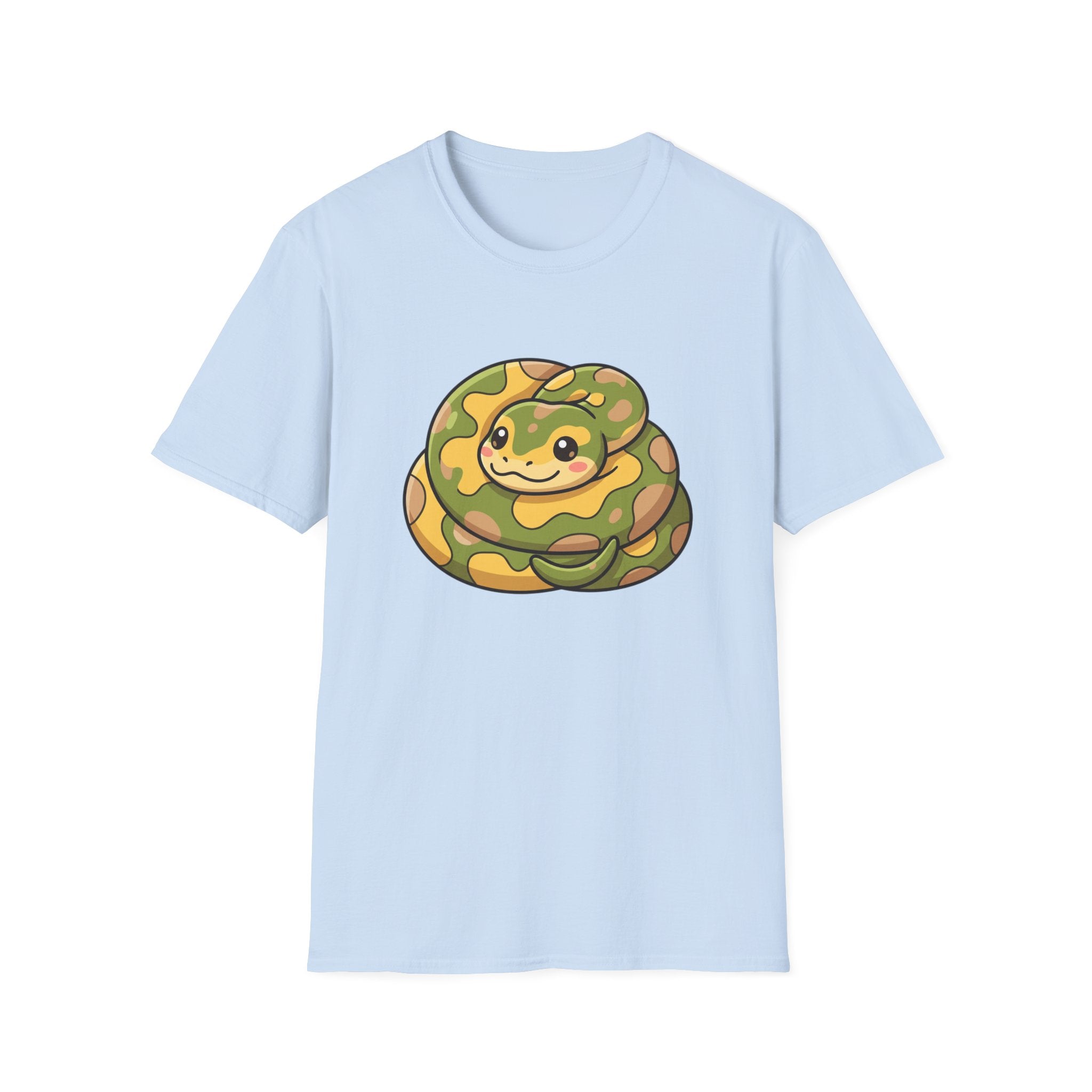 Cute Camouflage Ball Python T‑Shirt — Cartoon Snake Graphic Tee