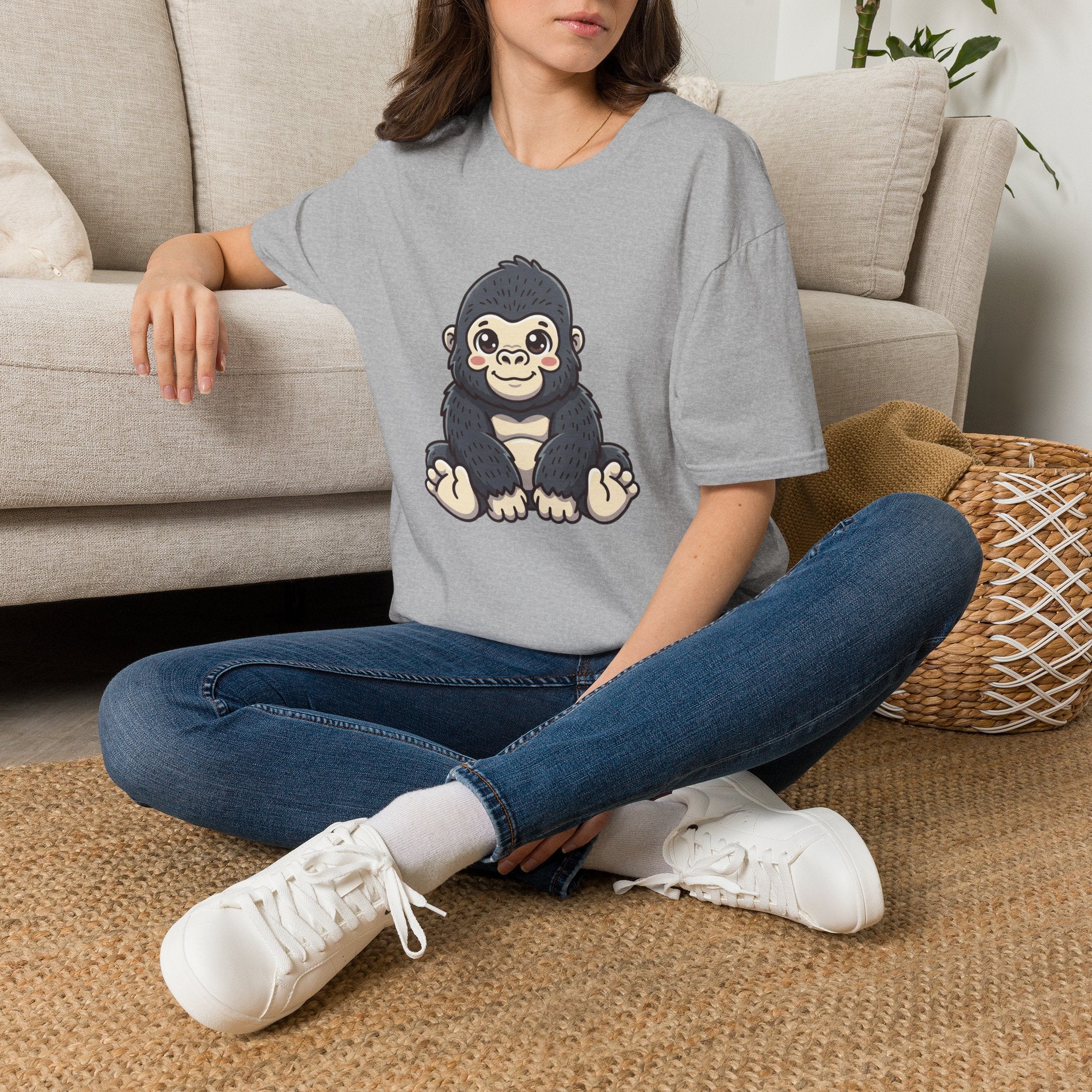 Cute Baby Gorilla T-Shirt — Adorable Cartoon Ape Tee for Animal Lovers