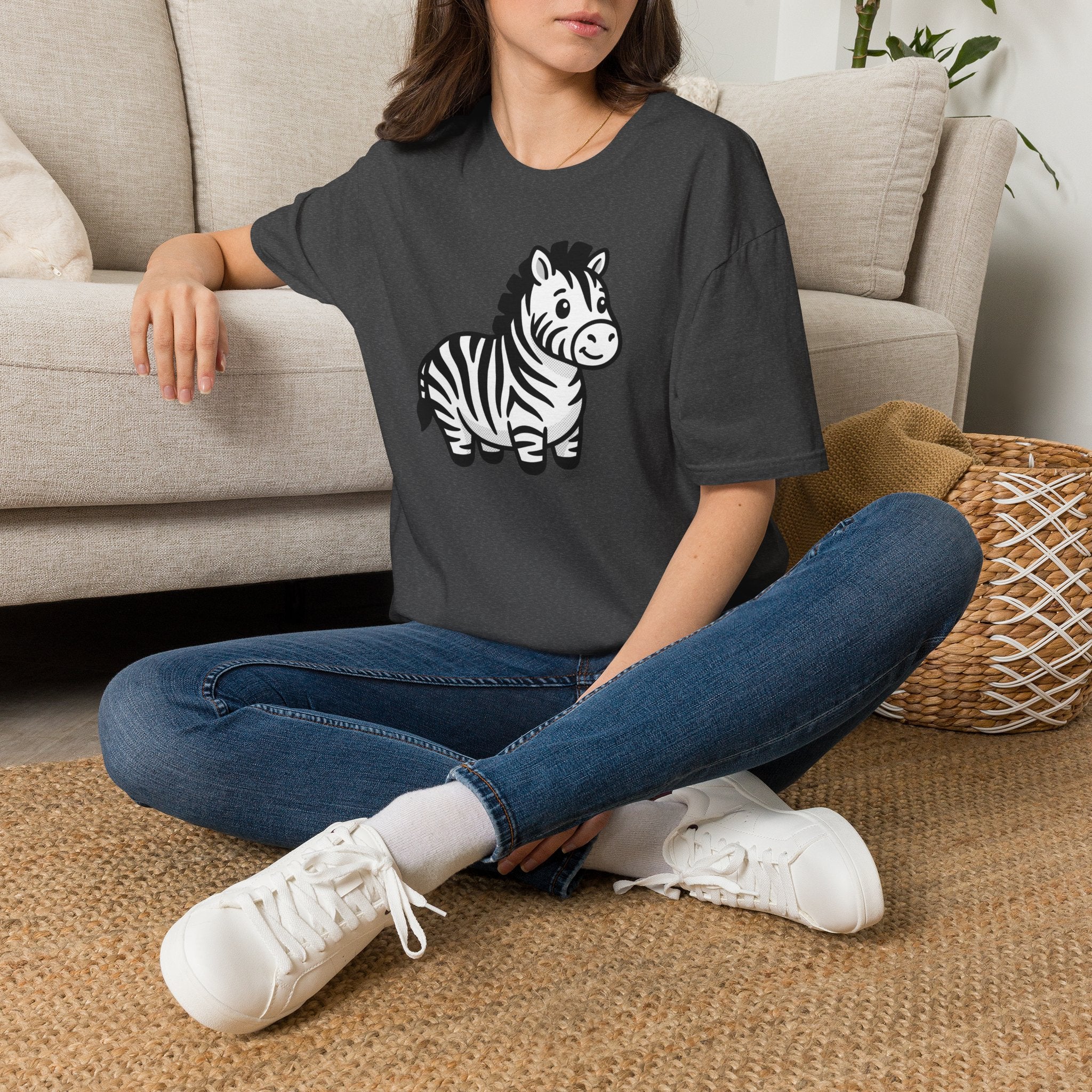 Zebra Cute Cartoon T-Shirt — Adorable Playful Animal Tee for Kids & Animal Lovers