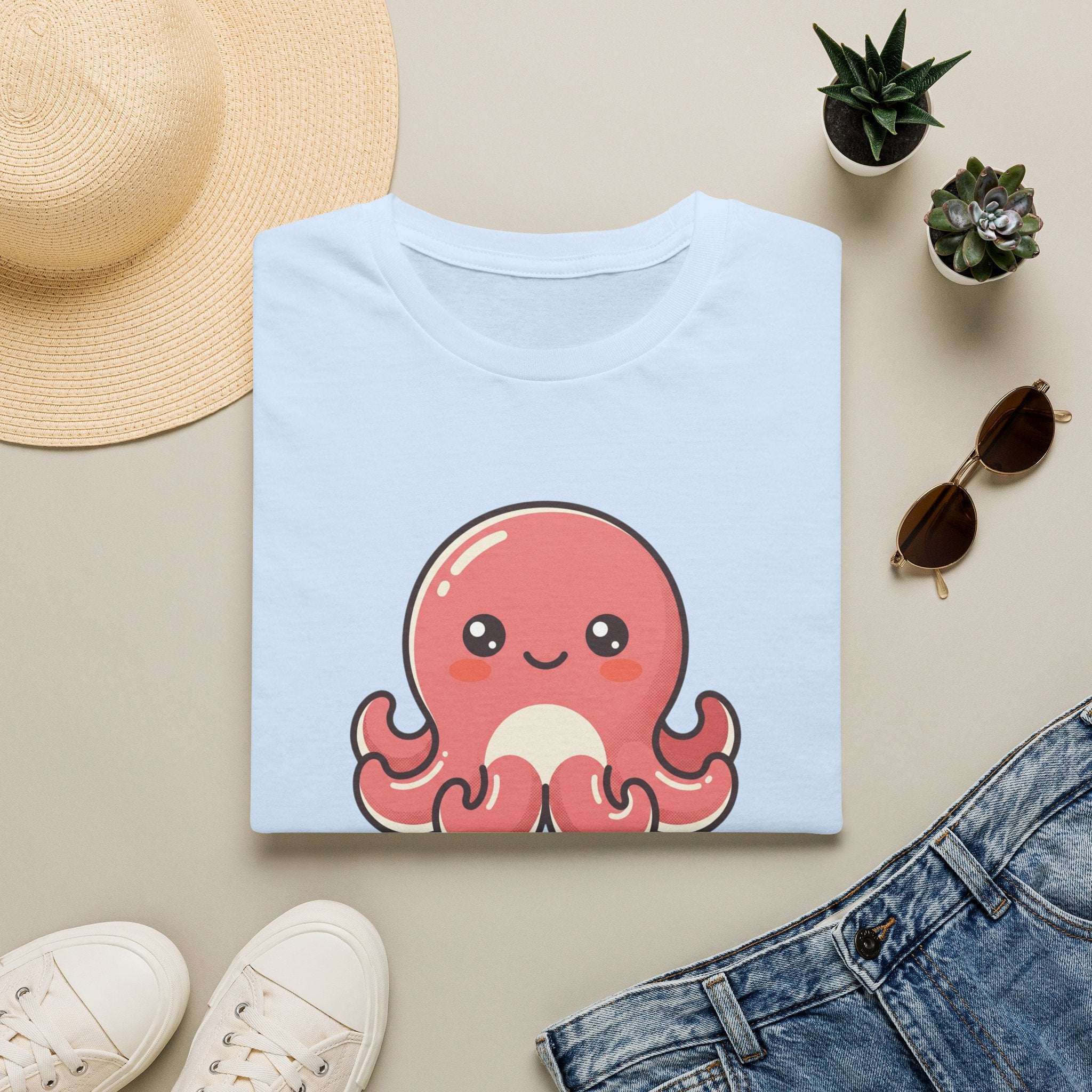 Cute Kawaii Octopus T-Shirt — Adorable Pink Sea Creature Tee