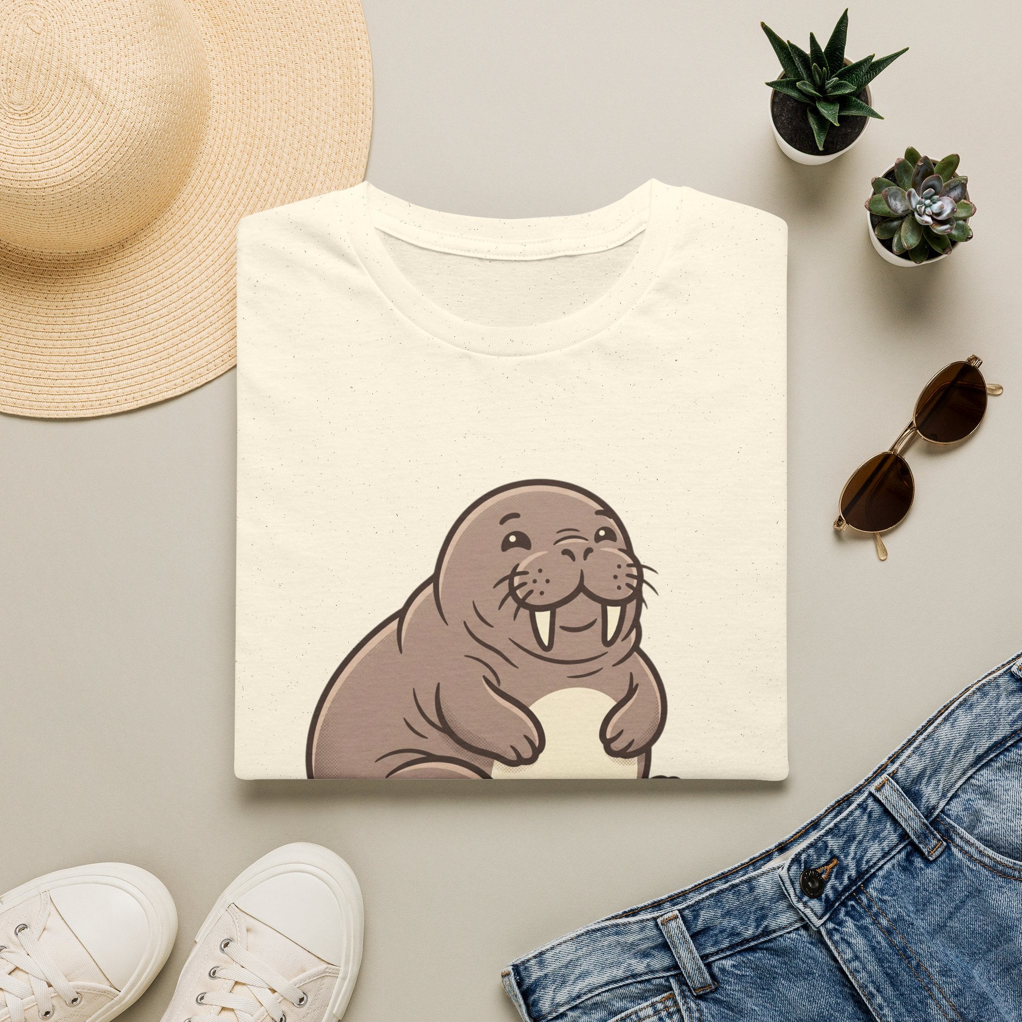 Walrus Graphic T-Shirt — Cute Smiling Walrus Illustration Tee
