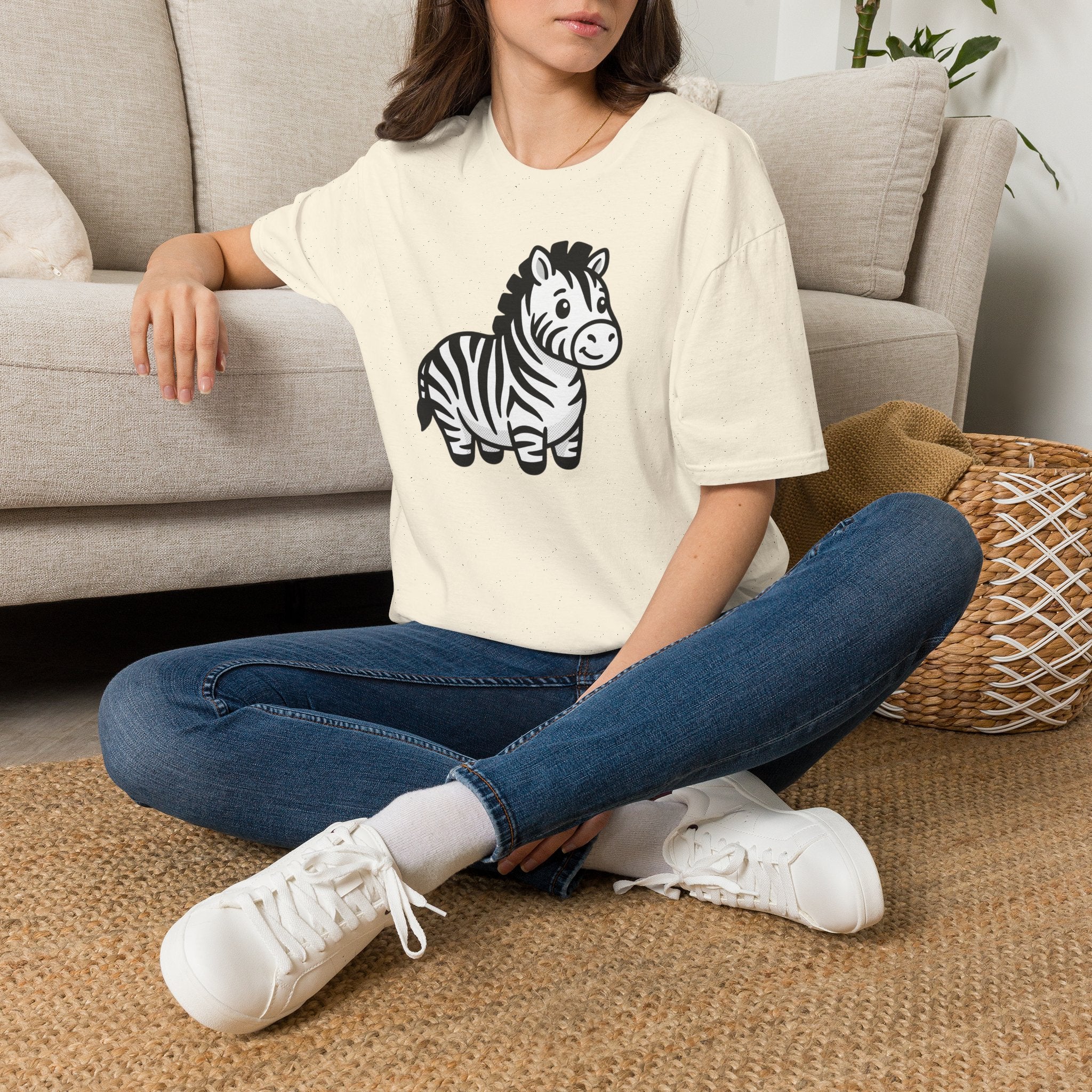 Zebra Cute Cartoon T-Shirt — Adorable Playful Animal Tee for Kids & Animal Lovers