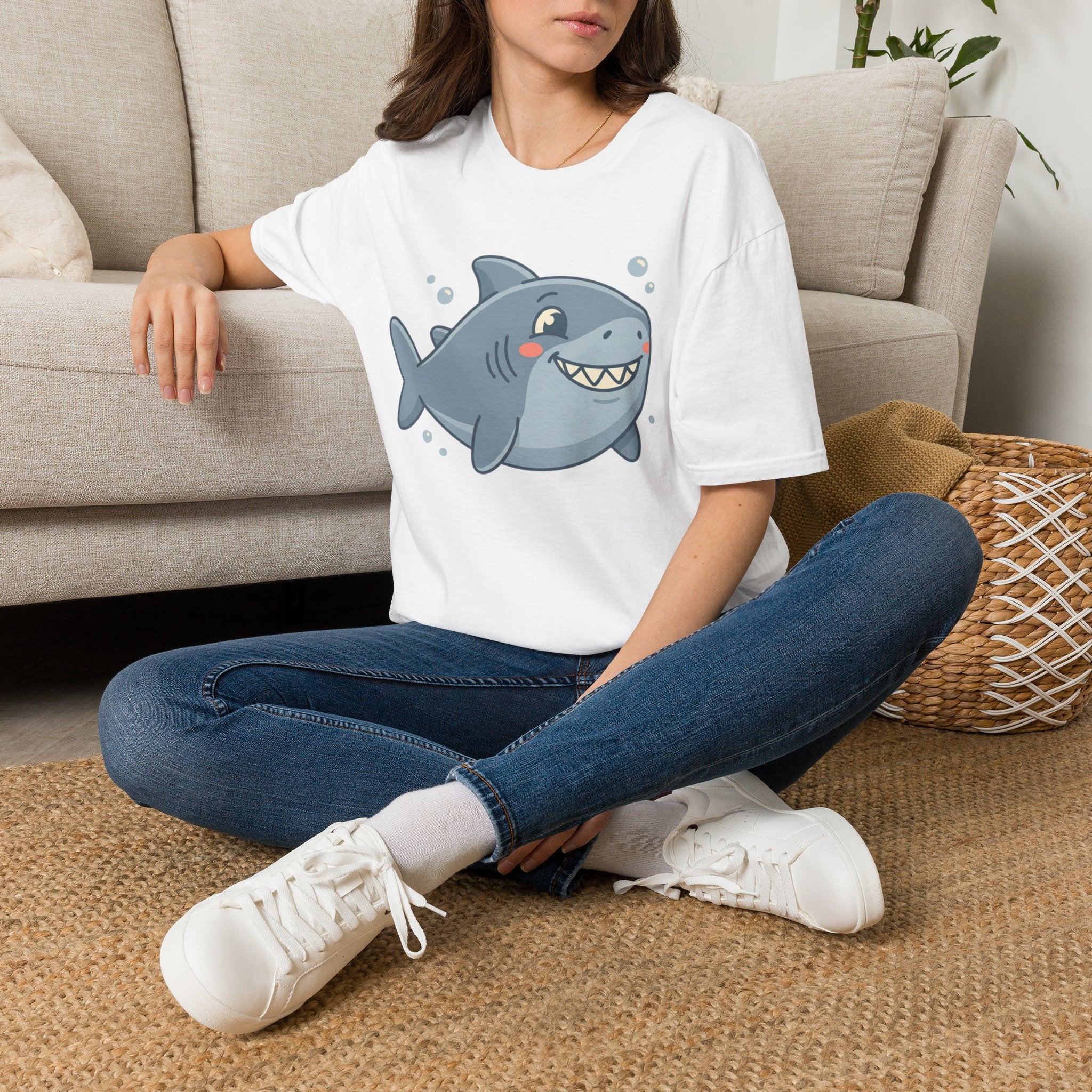 Cute Smiling Shark T-Shirt — Playful Cartoon Ocean Tee